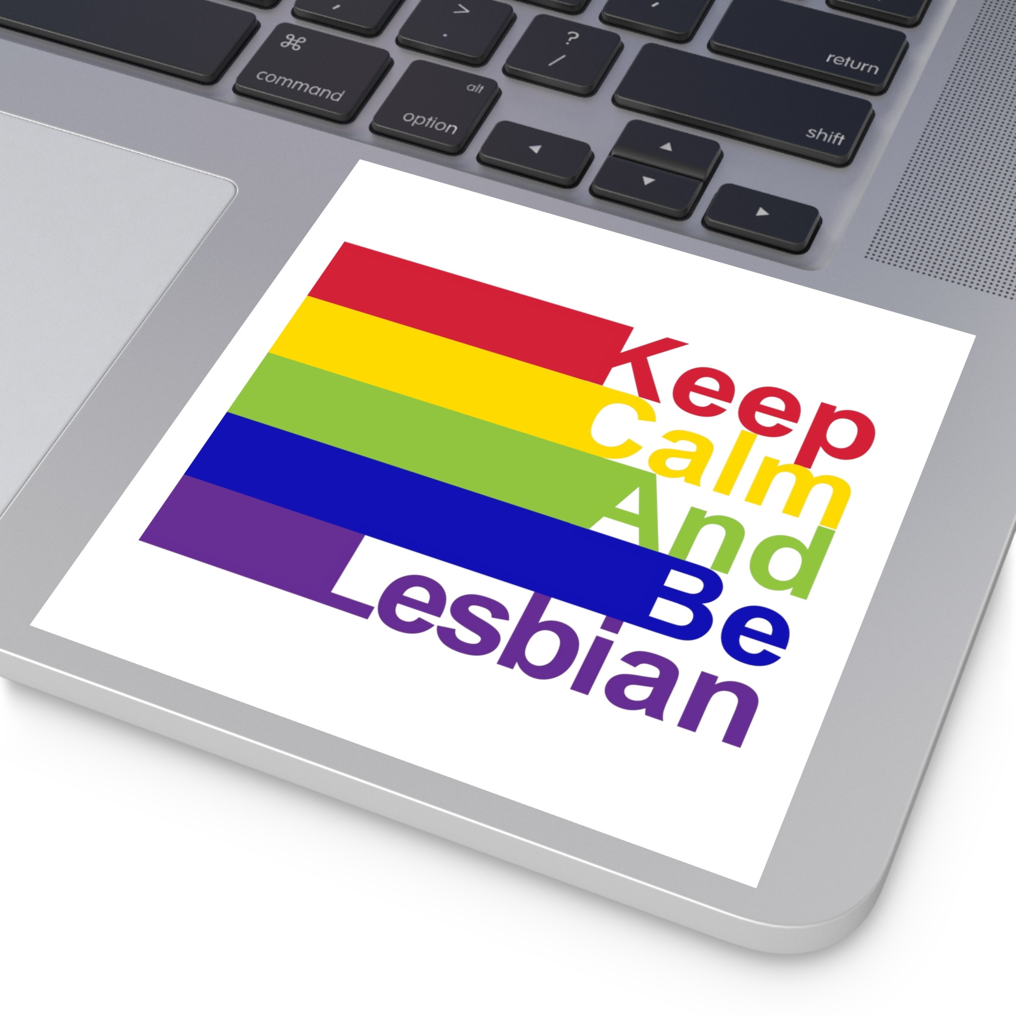 Lgbt Concept Motivating Phrase Colors Rainbow Keep Calm Be Yourself Laminate Stickers Square - Image 35