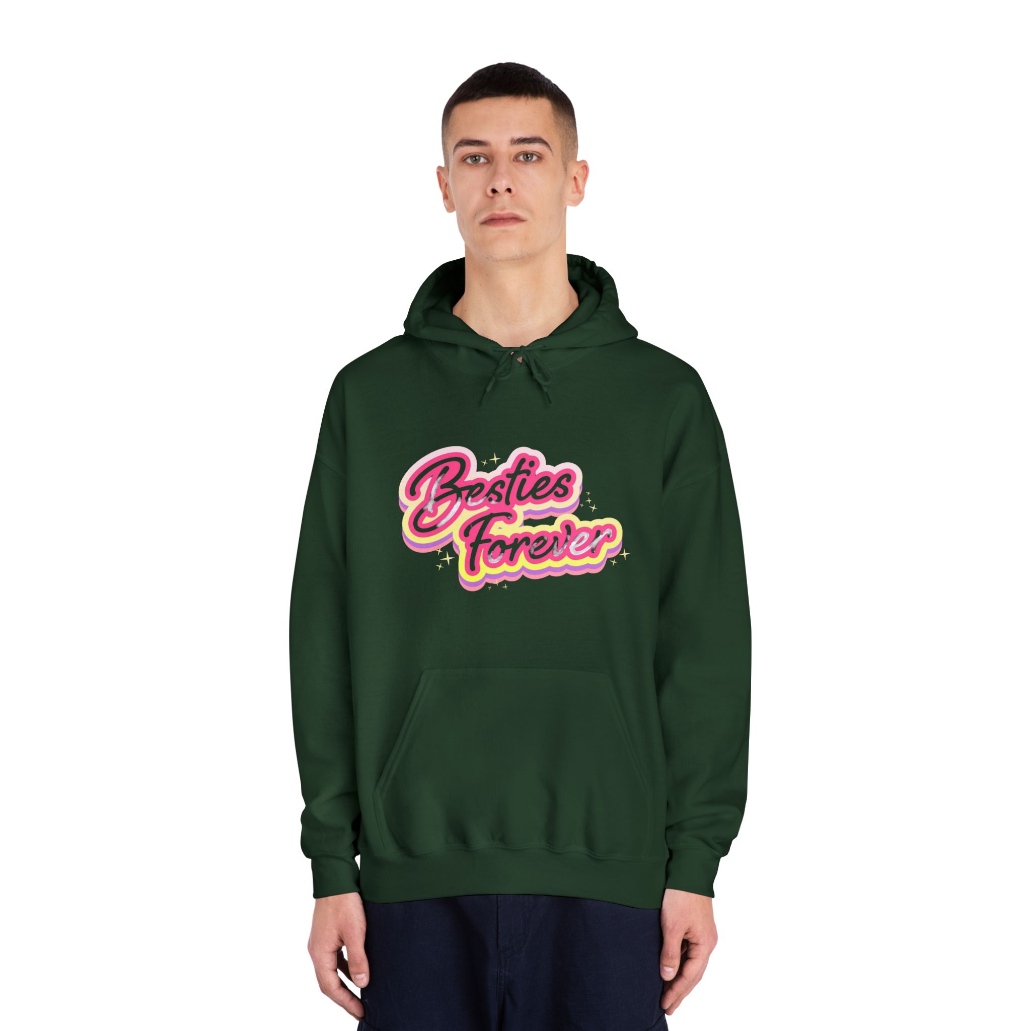Pink Besties Forever Lettering Logo Unisex Dryblend Hooded Sweatshirt - Image 23