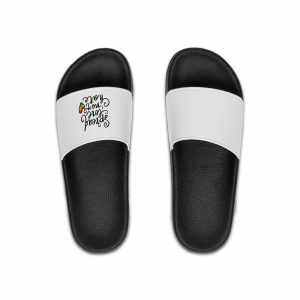 Lgbt Pride Gay Quote Rainbow Flag Heart Lgbtq Vector Quote Isolated White Background Lesbian Bisexual Transgender Concept Spread Love Hate Mens Slide Sandals