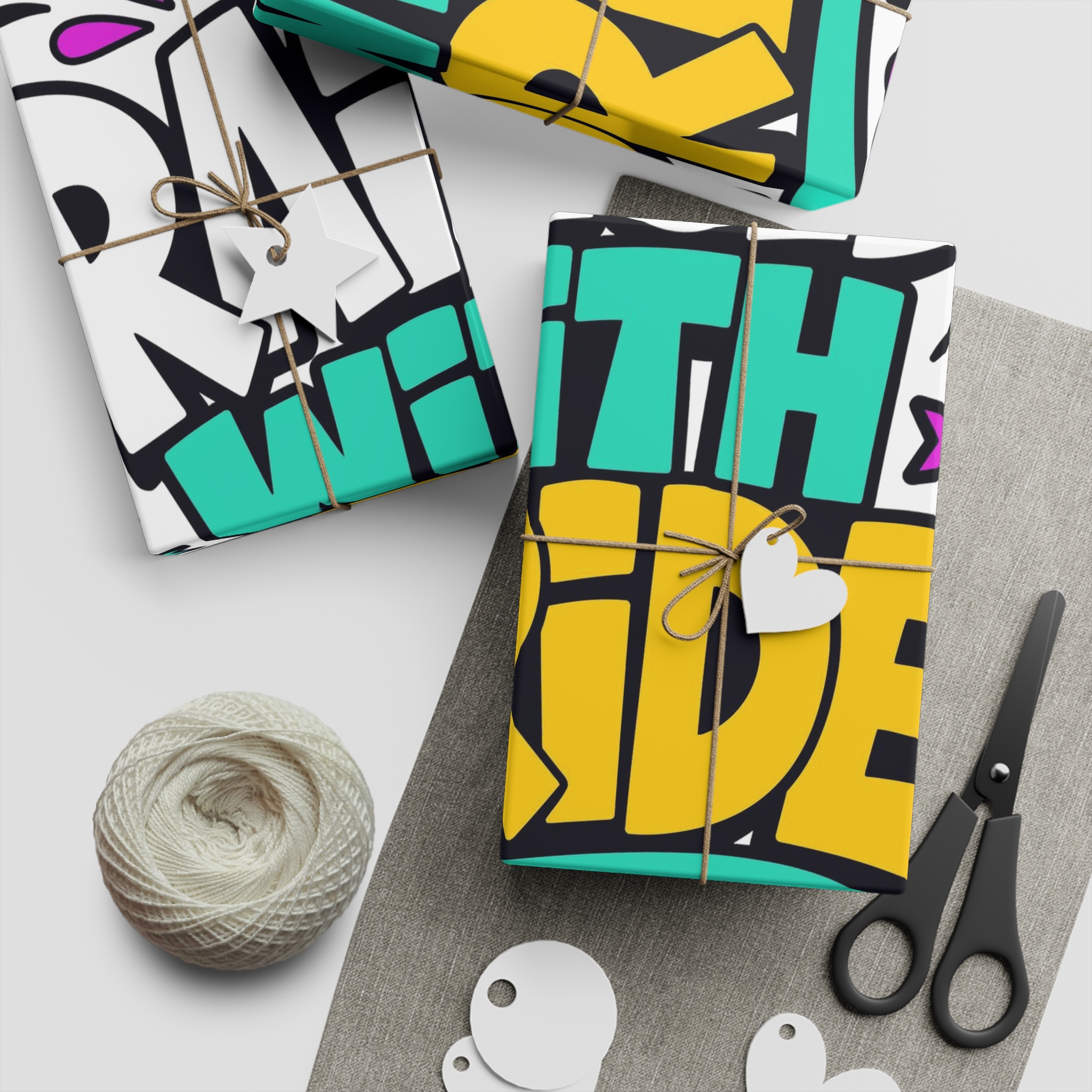Raised With Pride Text Effect Gift Wrapping Paper Sheets 1pc - Image 2