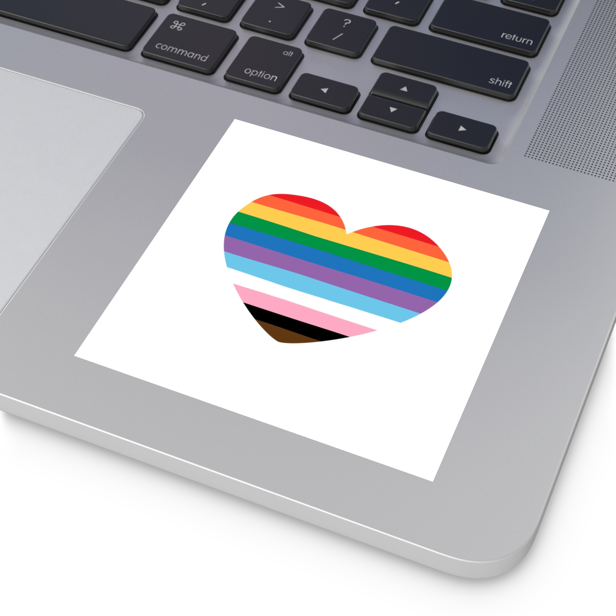Inclusive Progress Pride Heart Symbol Laminate Stickers Square - Image 71