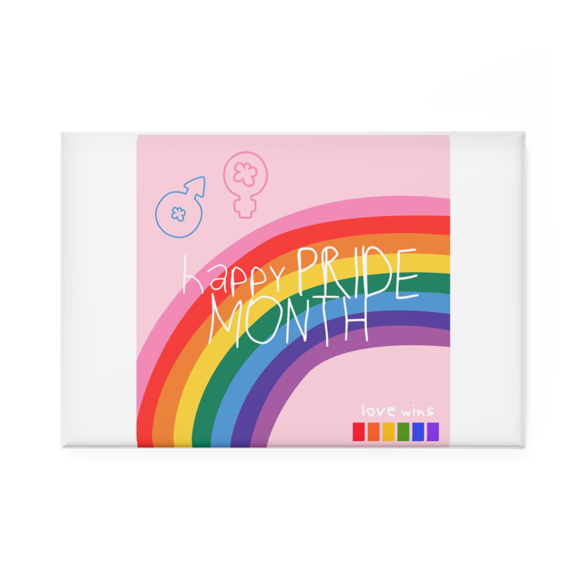 Cute Simple Banner Pride Month Symbols Pride Month With Lgbtq Flag Colours Button Magnet Rectangle 1 And 10 Pcs - Image 5