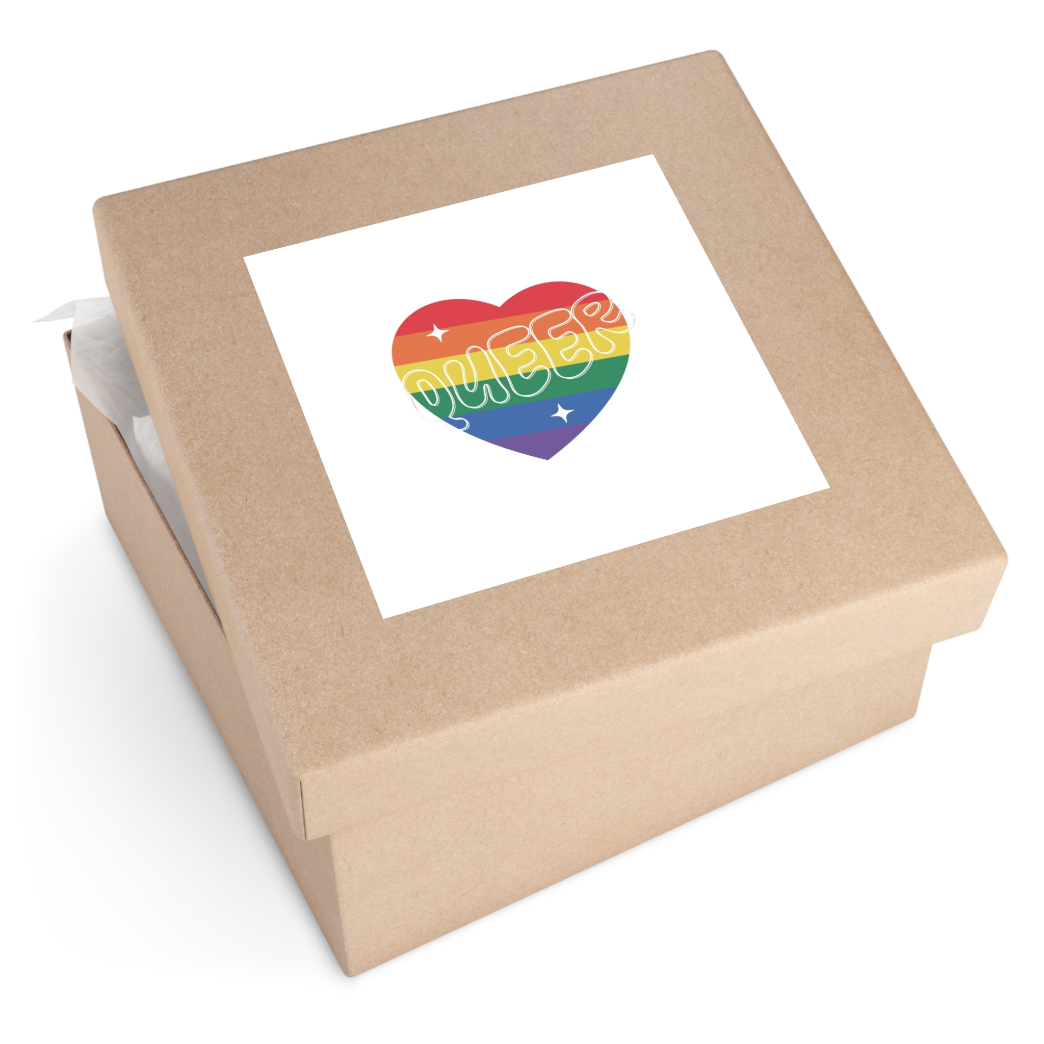 Queer Pride Heart Laminate Stickers Square - Image 51
