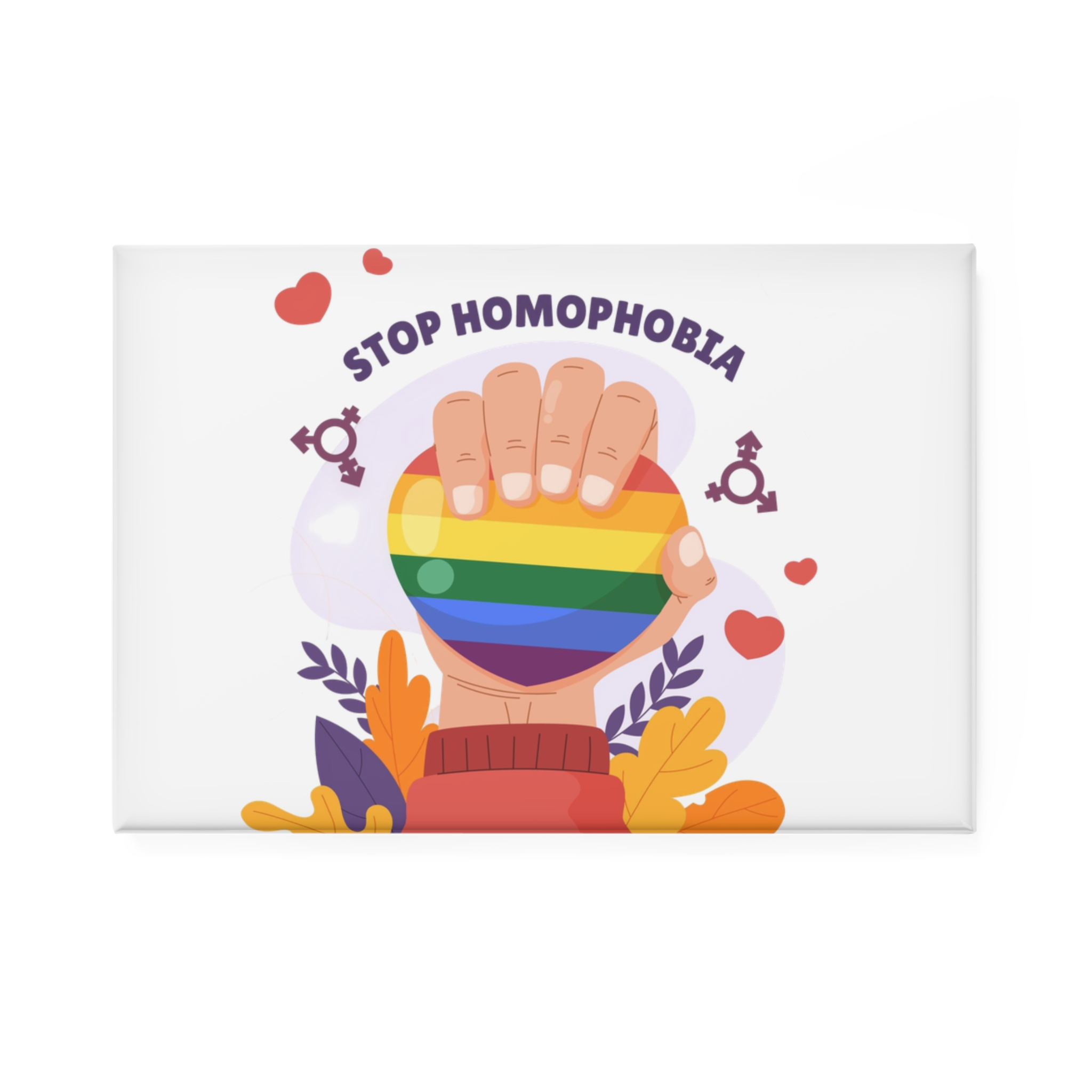 Hand Drawn Stop Homophobia Concept Illustrated Button Magnet Rectangle 1 And 10 Pcs - Image 5