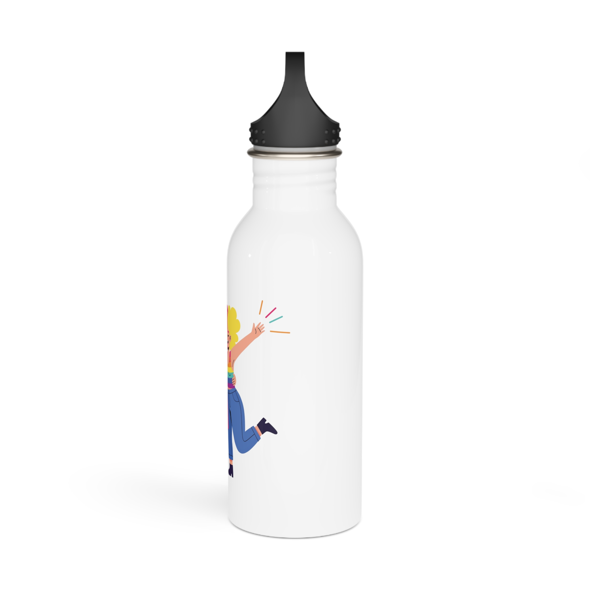 Two Happy Women Celebrating With Pride Flag Colors Stainless Steel Water Bottle - Image 4