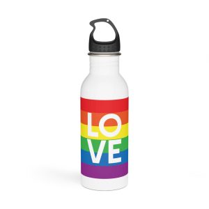 Love Lgbt Squere White Stainless Steel Water Bottle