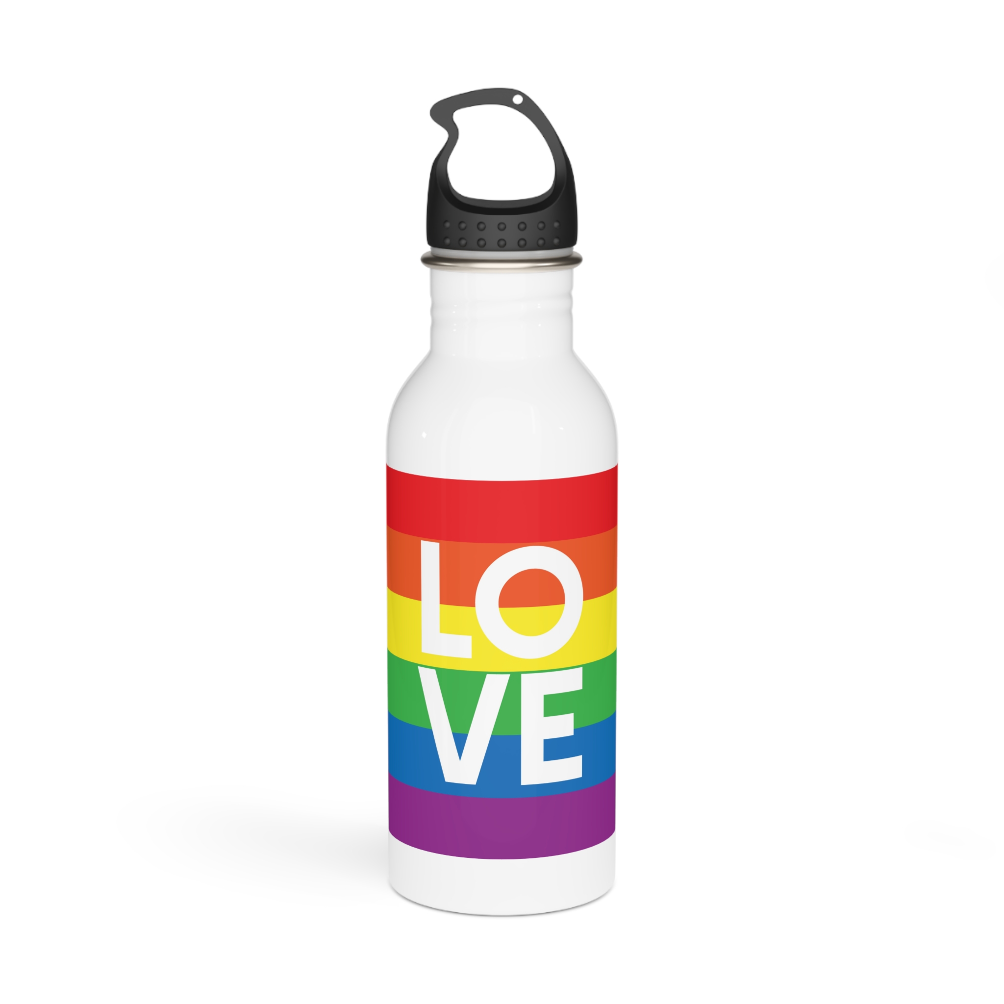 Love Lgbt Squere White Stainless Steel Water Bottle