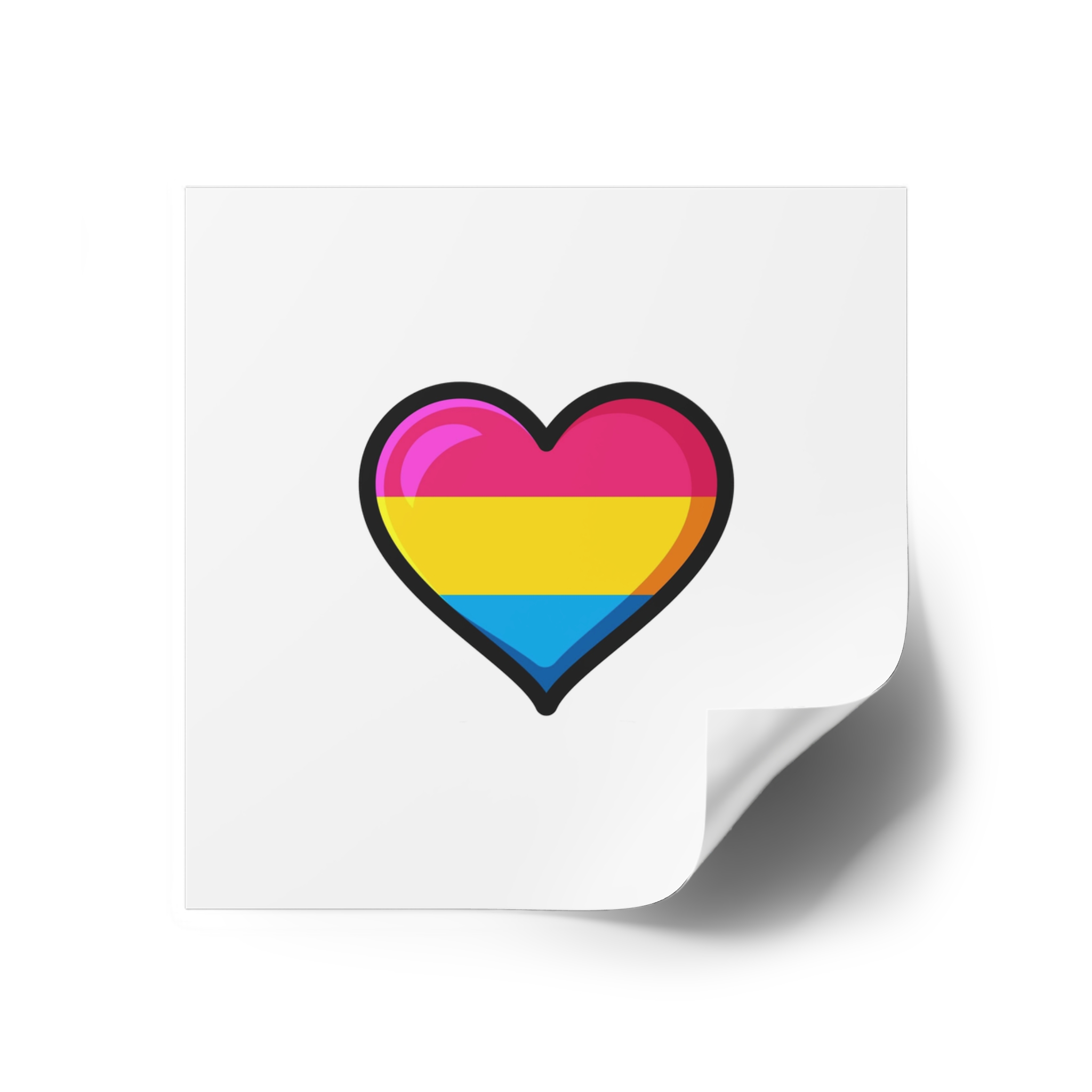 Pansexual Pride Flag Heart Shape Vector Illustration Laminate Stickers Square - Image 18
