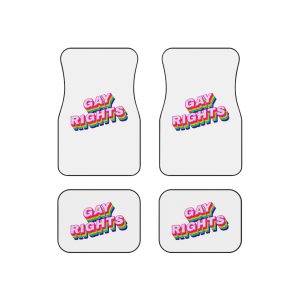 Rainbow Word Gay Rights Typography Design Element Car Mats Set Of 4