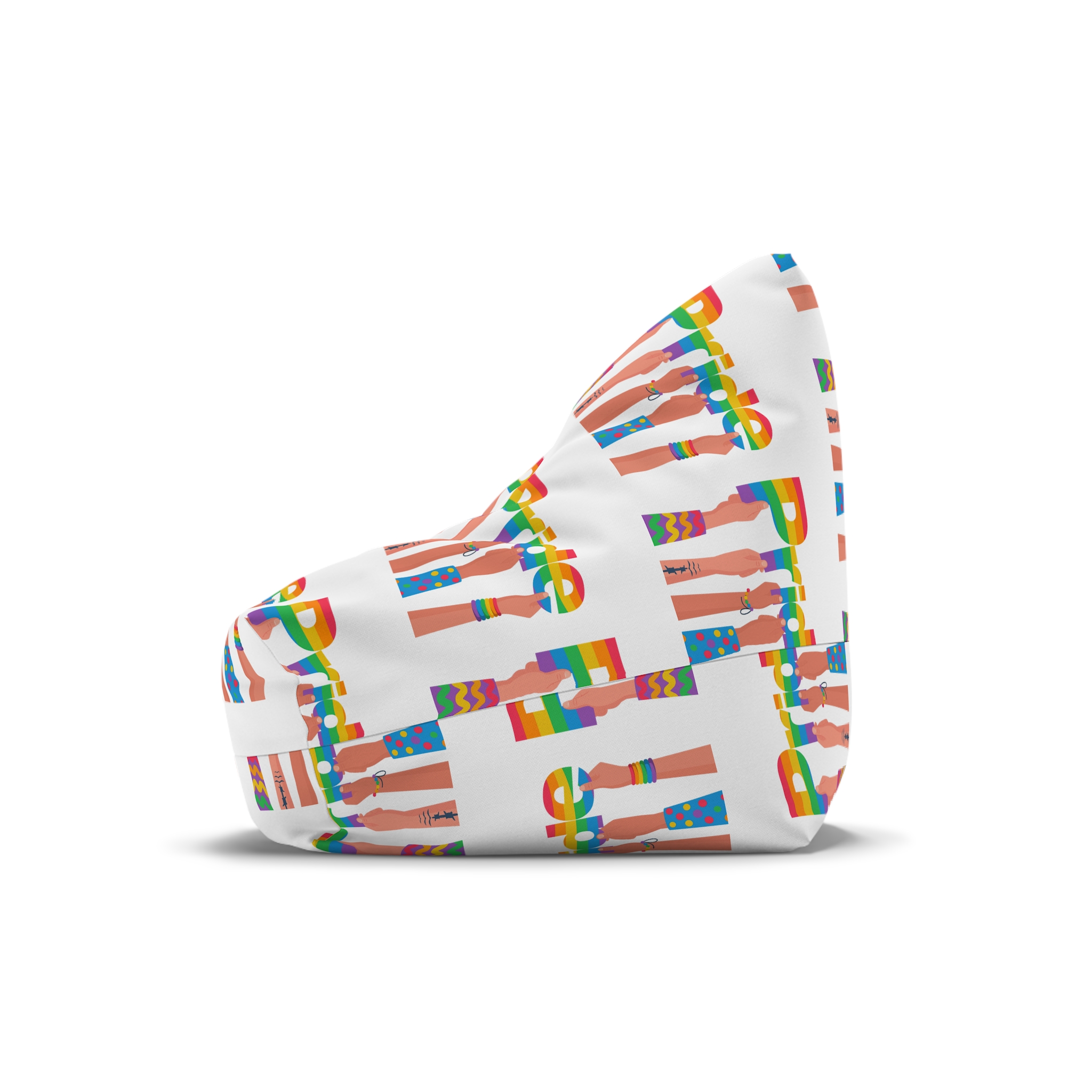 Happy Pride Day Colored Letters Hands Gay Bisexuals Freedom Fighters Bean Bag Chair Cover - Image 4
