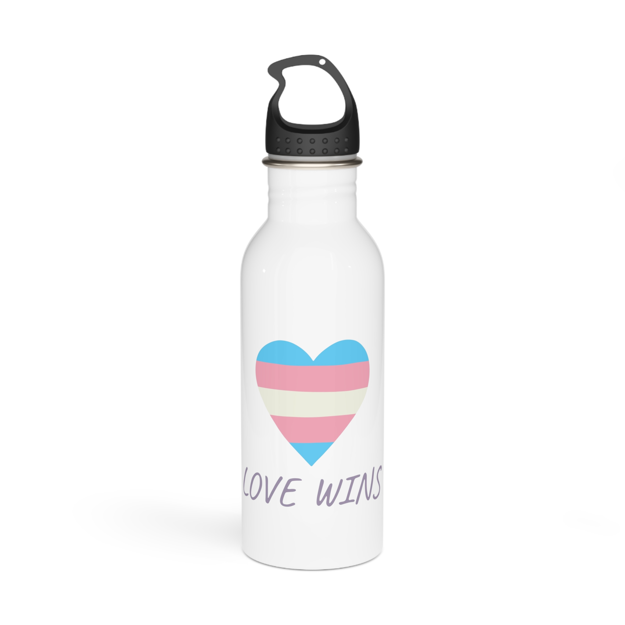 Colorful Heart Shape Transgender Pride Flag Happy Pride Day Lgbtqia Community Pride Month Vector Hand Drawn Doodle Posters Stickers Logo Cards Stainless Steel Water Bottle