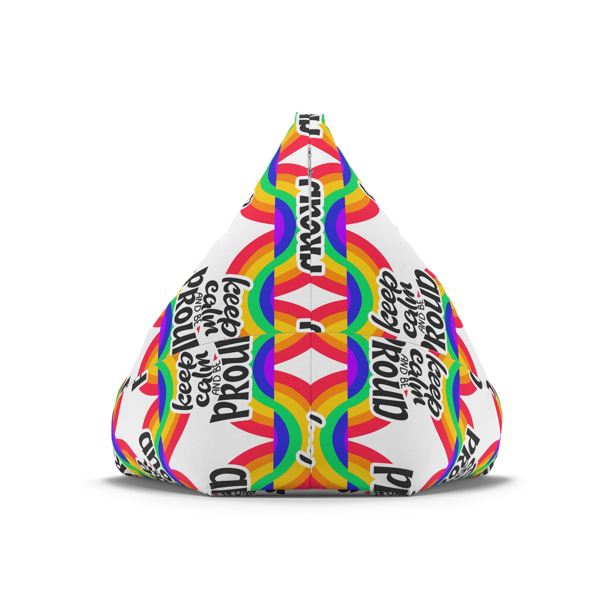 Keep Calm Be Proud Lgbt Lettering Quote Pride Poster Concept With Colorful Rainbow Vector Bean Bag Chair Cover - Image 6