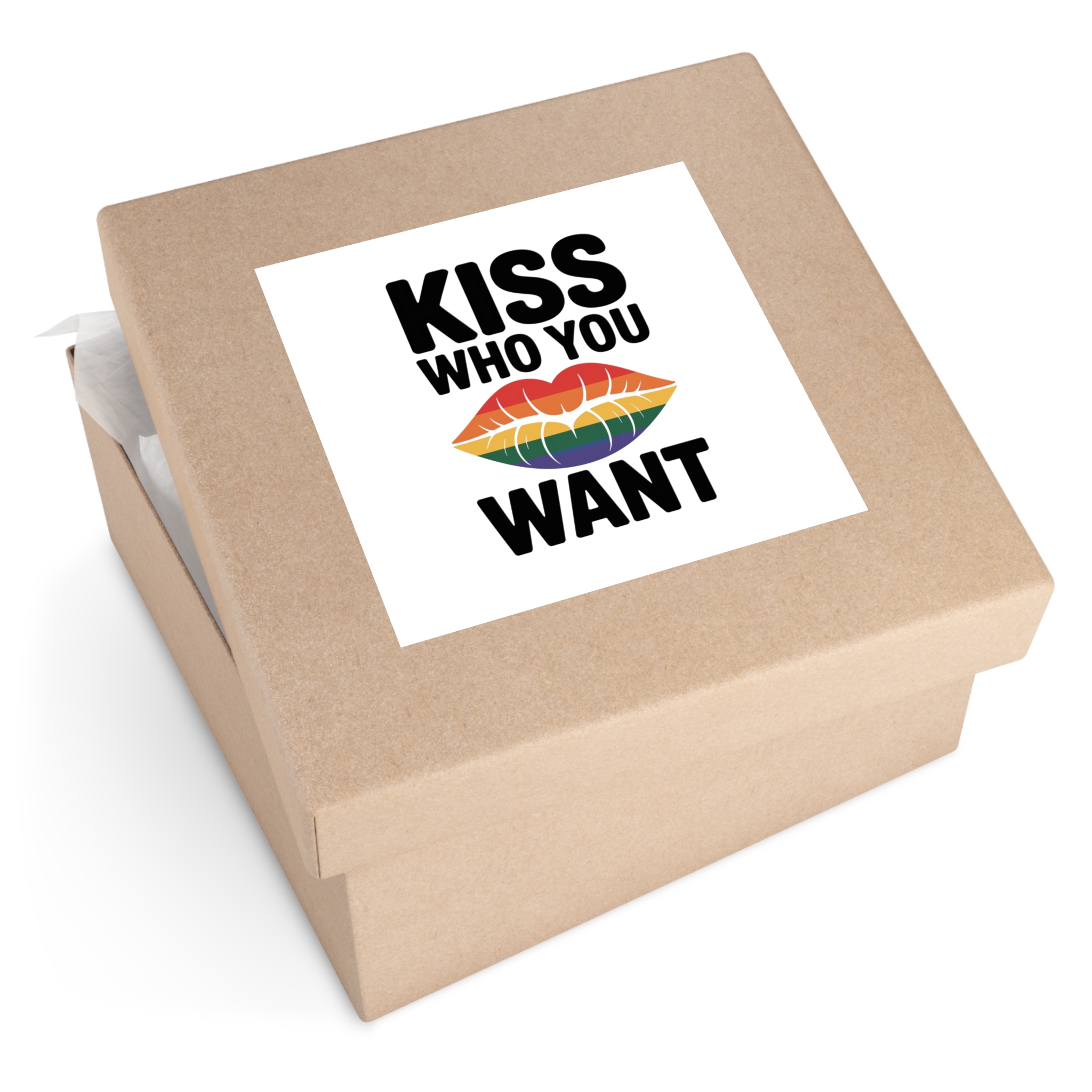 Kiss Who You Want T Shirt Design Isolated White Background 2 Laminate Stickers Square - Image 51