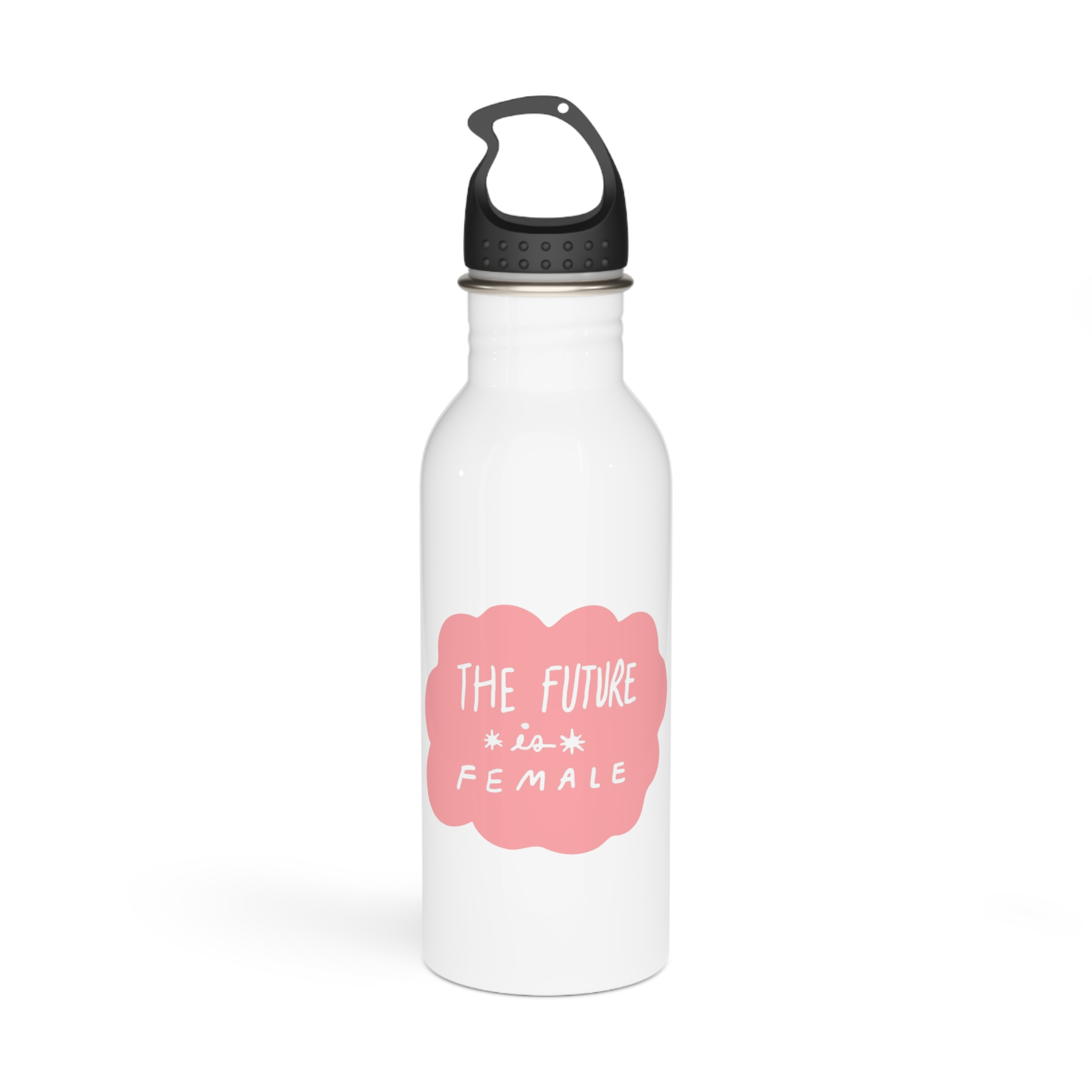 Future Is Female Sticker Collage Pink Speech Bubble Vector Stainless Steel Water Bottle