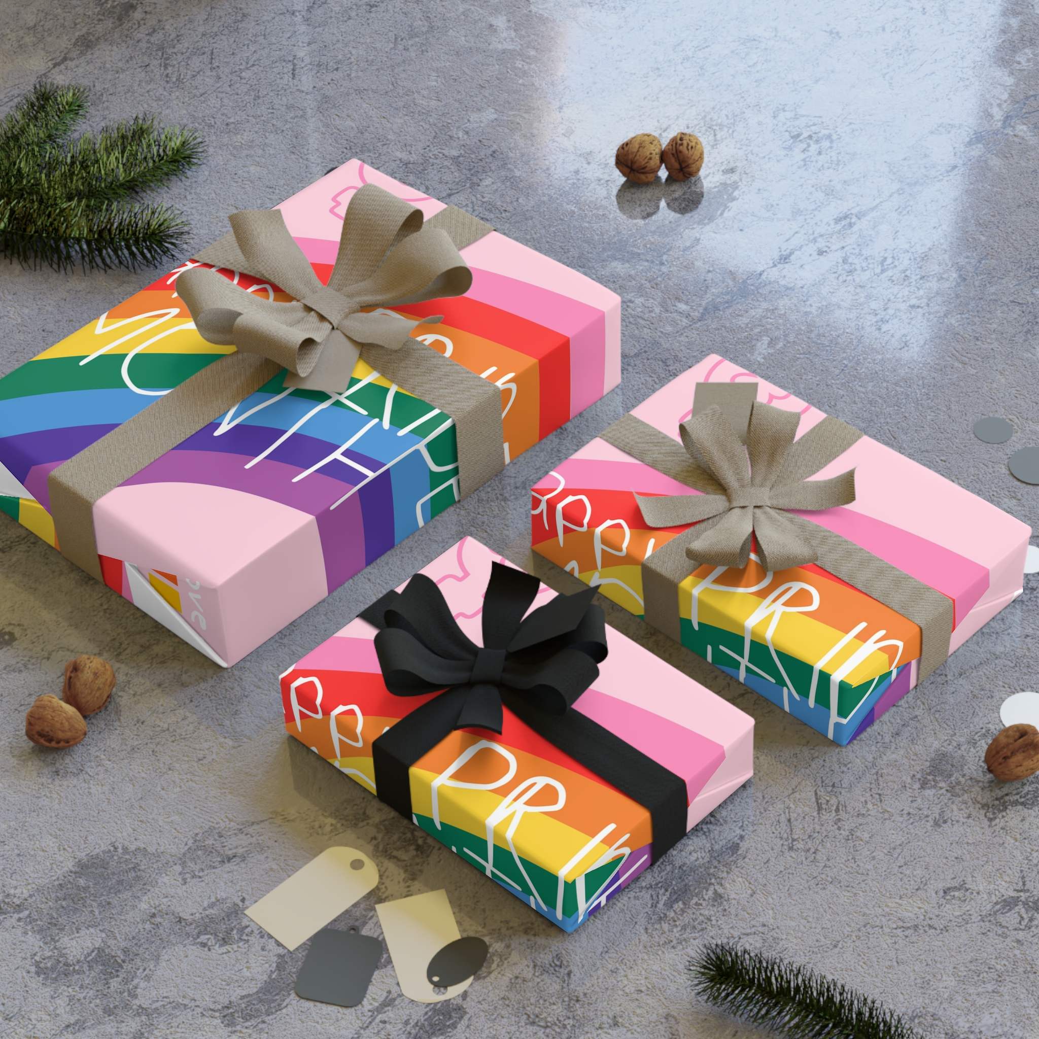 Cute Simple Banner Pride Month Symbols Pride Month With Lgbtq Flag Colours Gift Wrapping Paper Rolls 1pc - Image 4