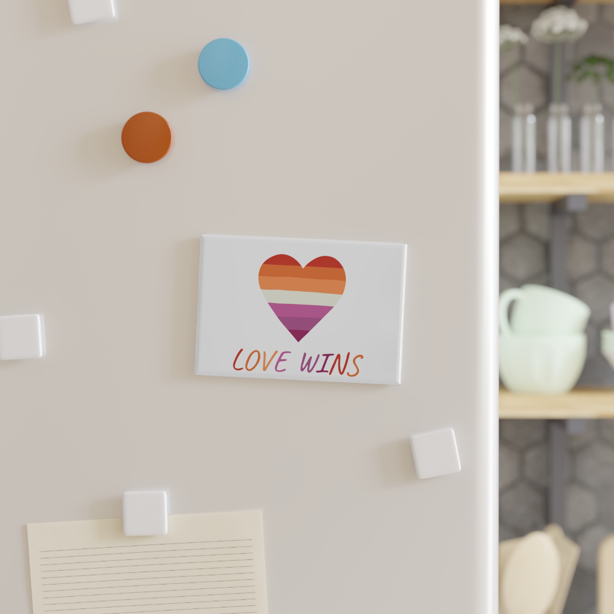 Colorful Heart Shape Lesbian Pride Flag Happy Pride Day Lgbtqia Community Pride Month Vector Hand Drawn Doodle Posters Stickers Logo Cards (1) Button Magnet Rectangle 1 And 10 Pcs - Image 3