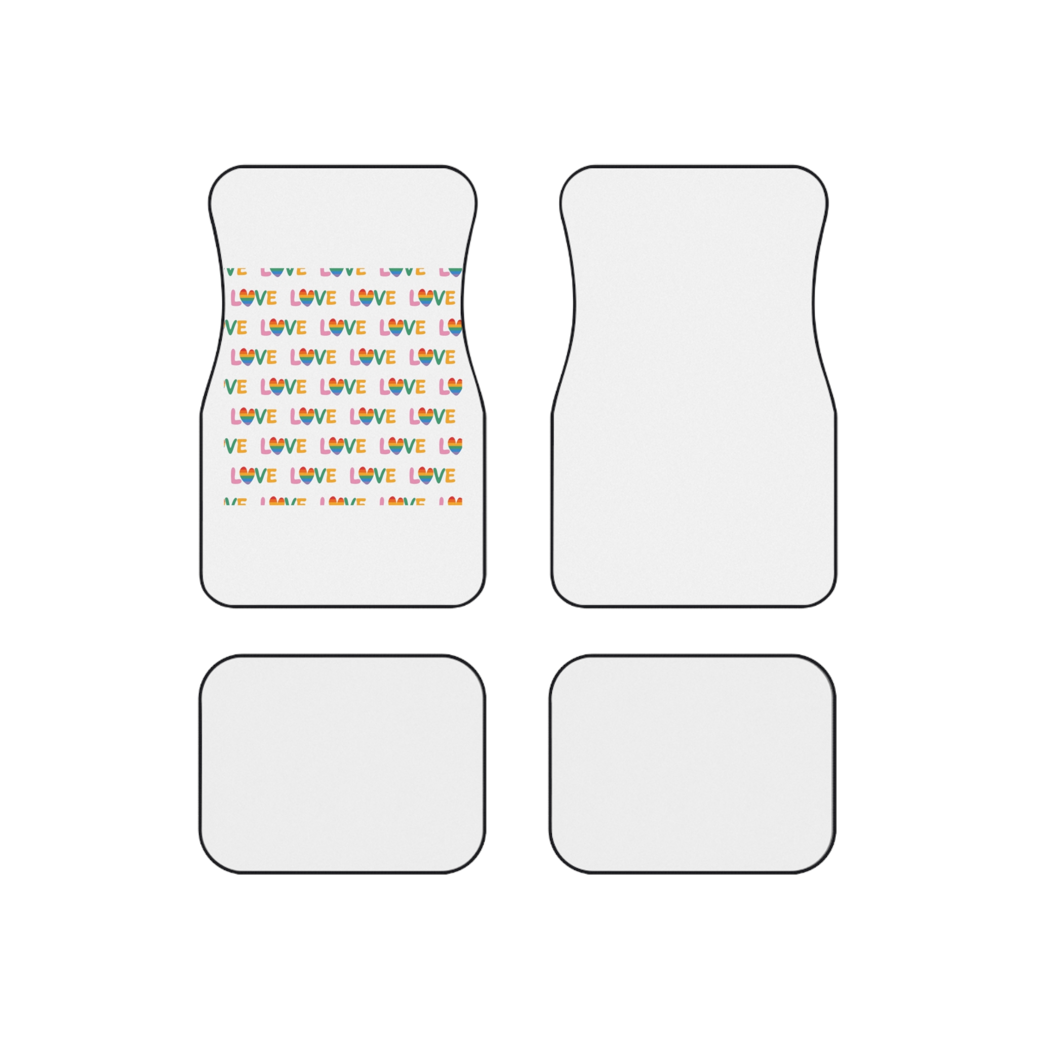 Rainbow Love Lettering Seamless Pattern Happy Pride Minimalistic Background With Simple Text Car Mats Set Of 4