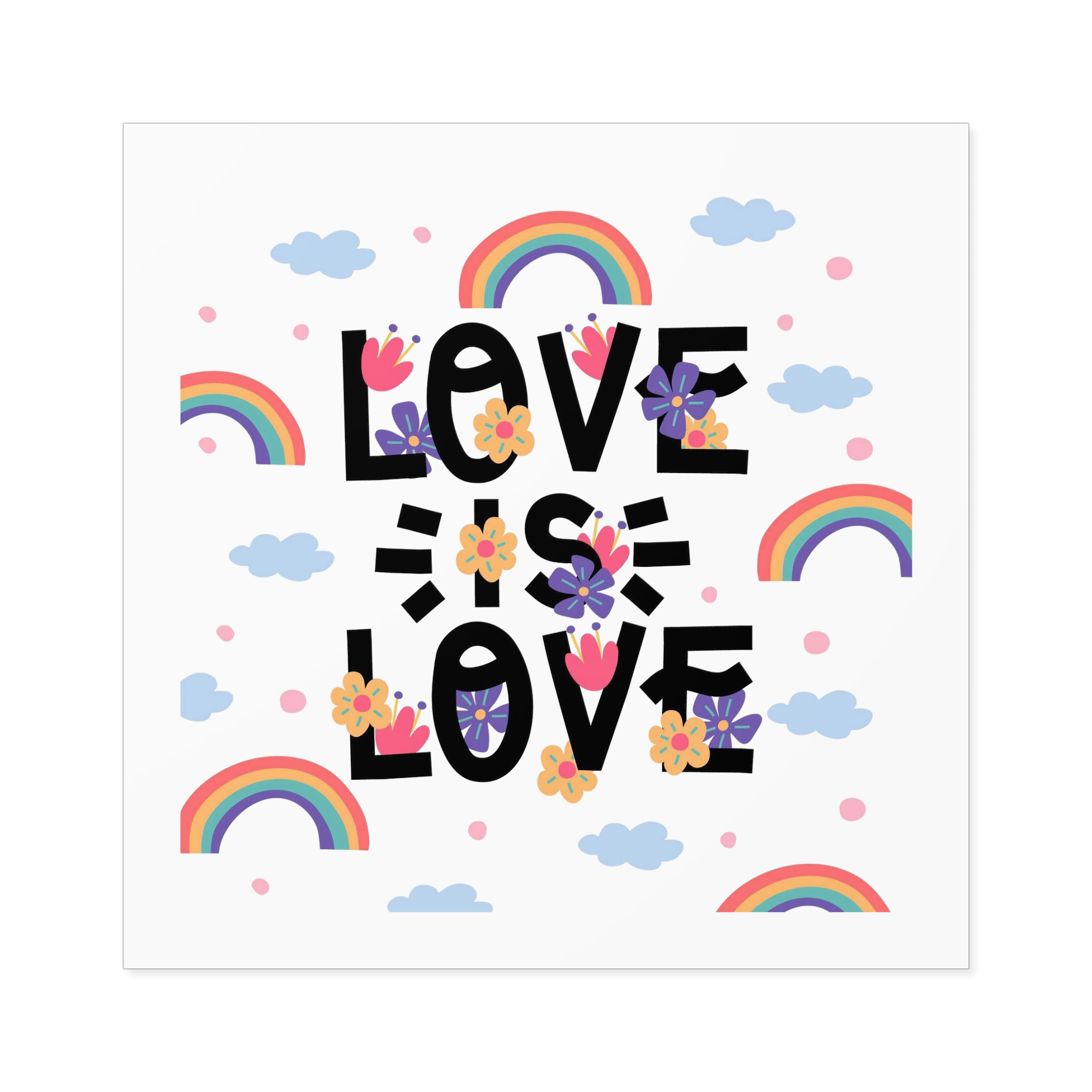 Pride Day Lettering With Rainbows Flowers Laminate Stickers Square - Image 57