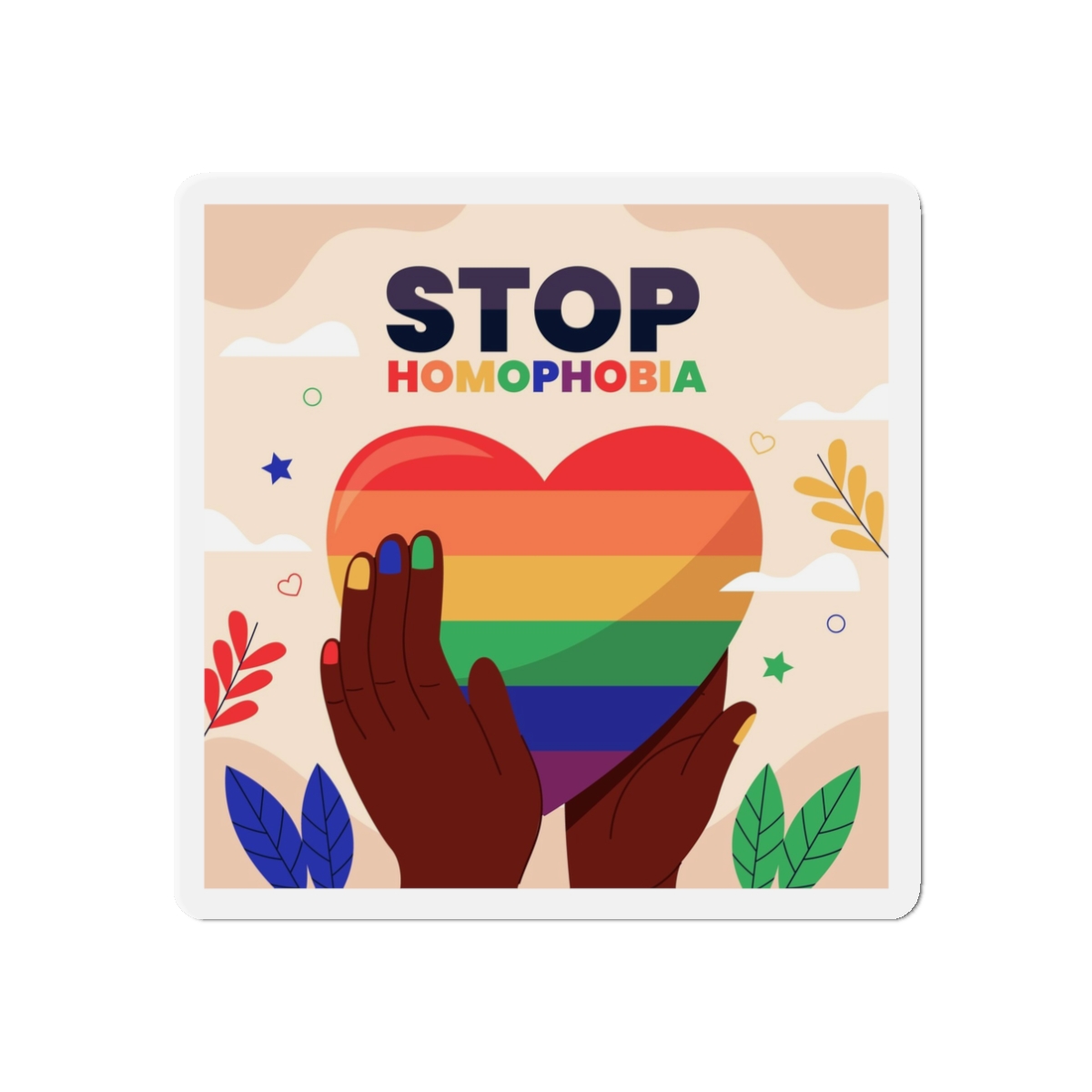 Hand Drawn Stop Homophobia Message Illustrated Die Cut Magnets - Image 4