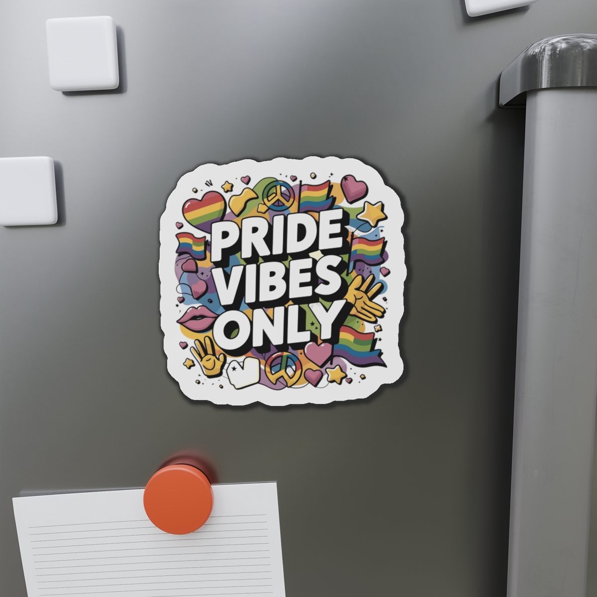 Pride Vibes Only T Shirt Design Isolated White Background Die Cut Magnets - Image 14