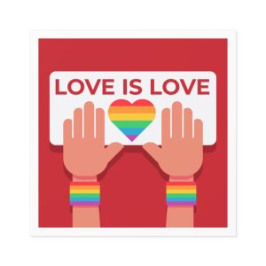 Hands Holding Lgbt Posters People Crowd With Rainbow Flag Gender Signs Hearts Lgbtq Community Pride Laminate Stickers Square