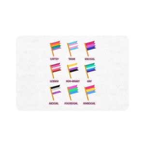 Cute Hand Drawn Set Lgbtq Pride Flags With Names Lgbtq Trans Bisexual Lesbian Nonbinary Asexual Pet Food Mat 12x18