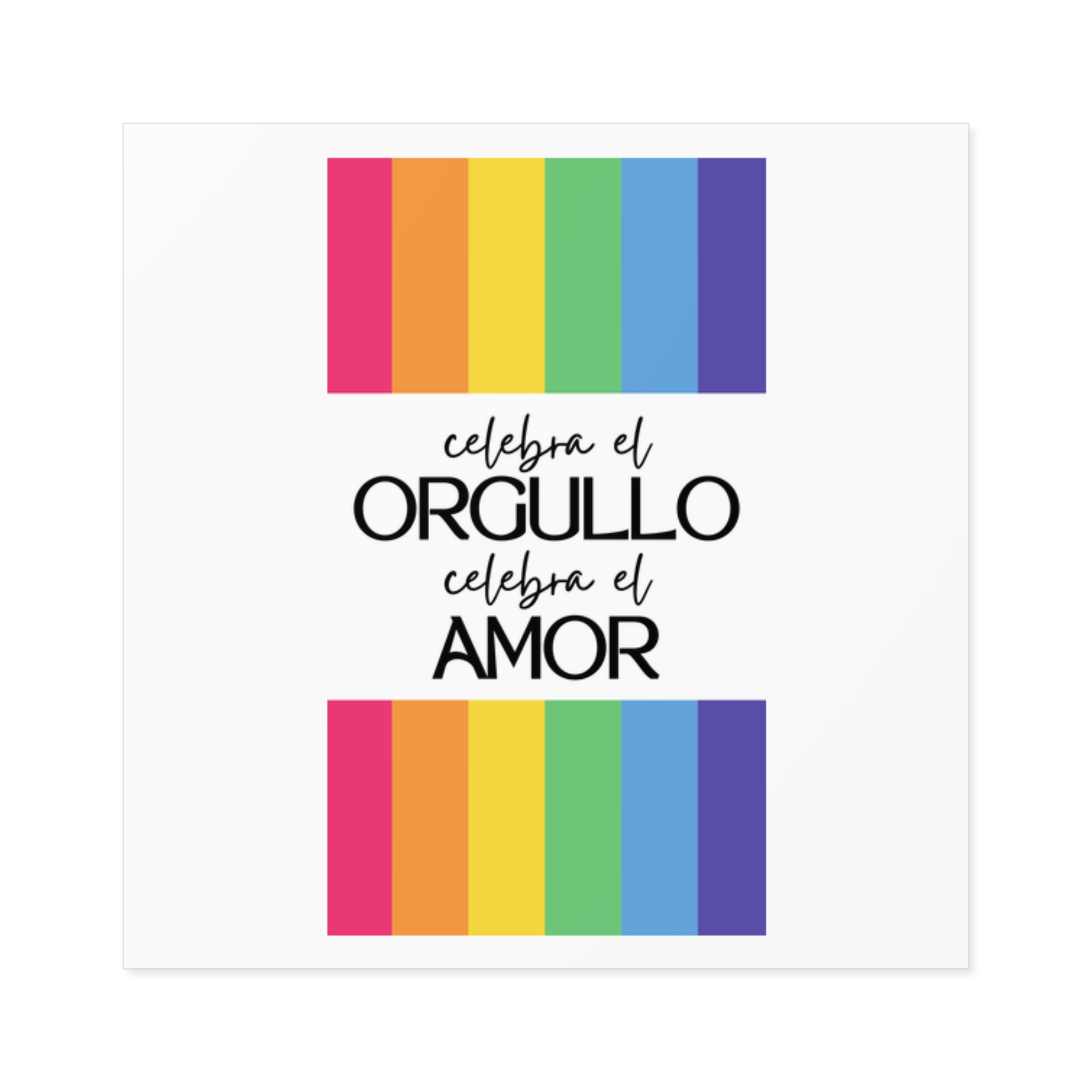 Happy Pride Month Rainbow Background Template Design Laminate Stickers Square