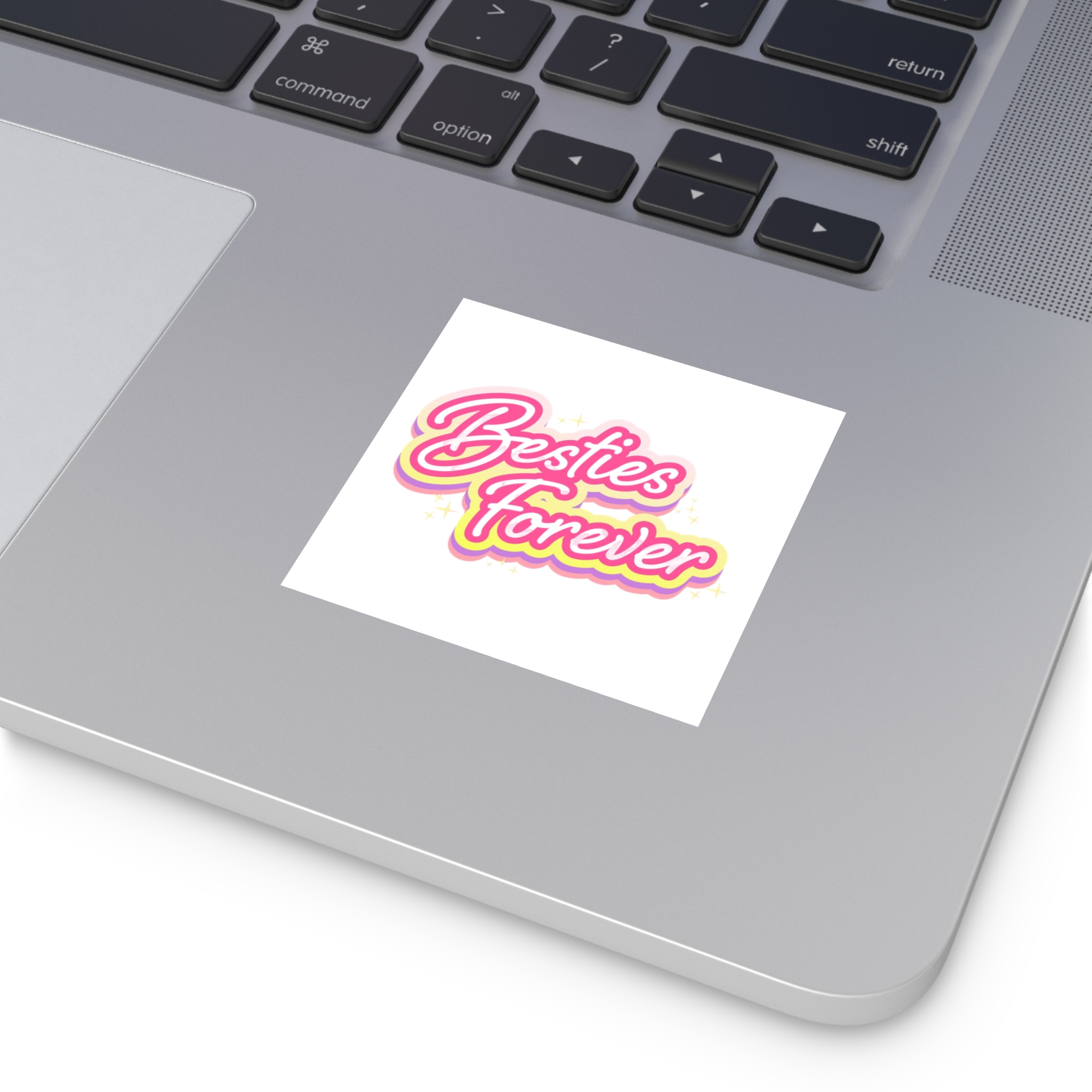 Pink Besties Forever Lettering Logo Laminate Stickers Square - Image 3