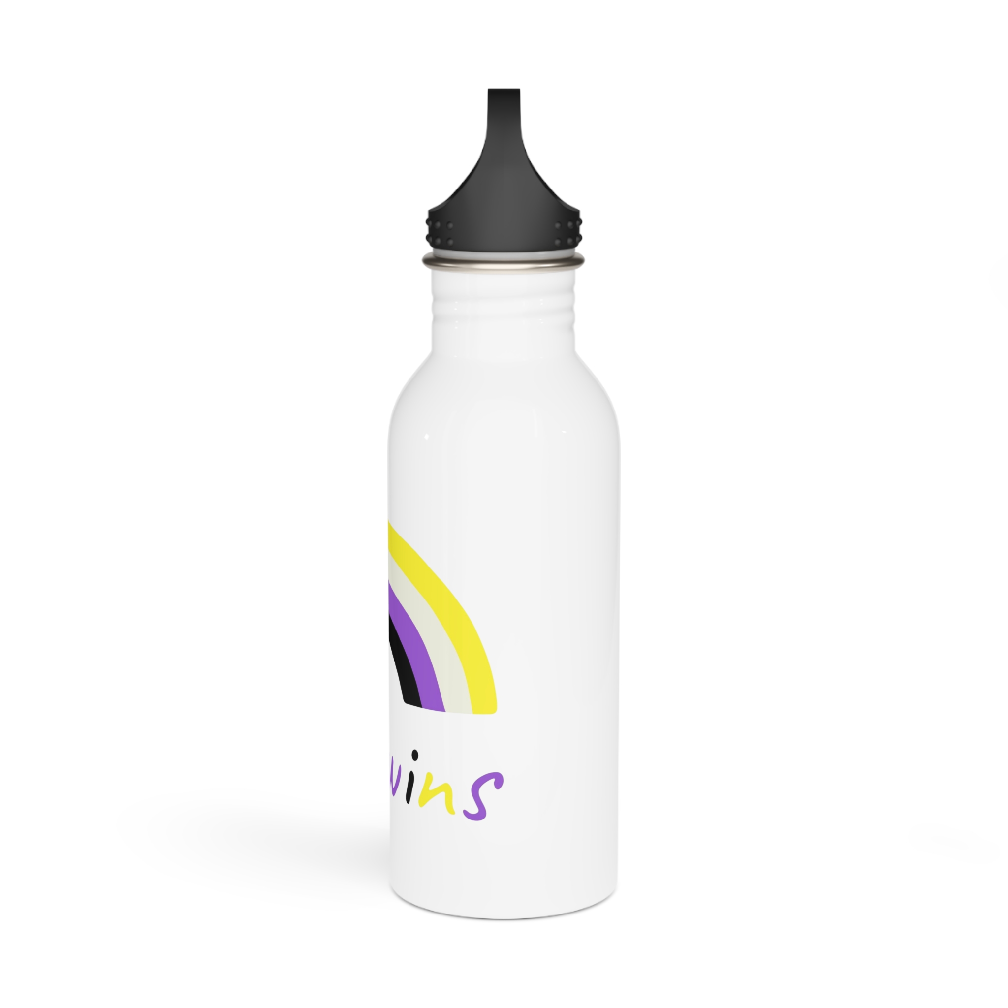 Colorful Rainbow Shape Nonbinary Pride Flag Happy Pride Day Lgbtqia Community Pride Month Vector Hand Drawn Doodle Posters Stickers Logo Cards Stainless Steel Water Bottle - Image 4