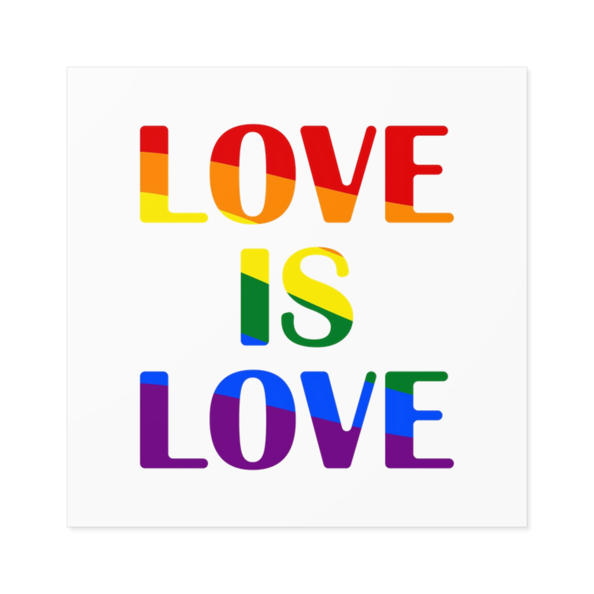 Love Is Love With Rainbow Colors Slogan Typography Banner Laminate Stickers Square - Image 9