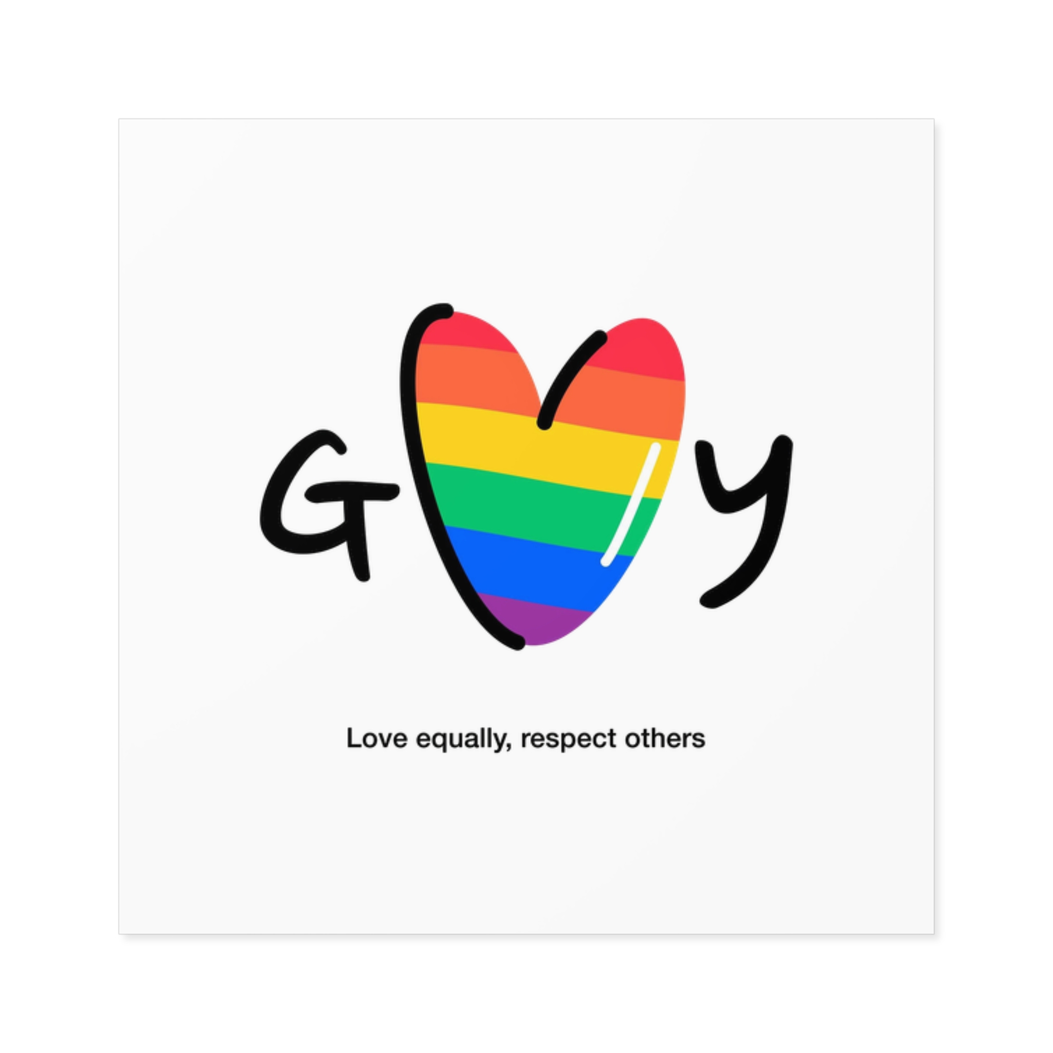 Love Letter Pride Rainbow Lettering Text Writing Pattern Freedom Love Heart Homo Colors Flag Parade Laminate Stickers Square