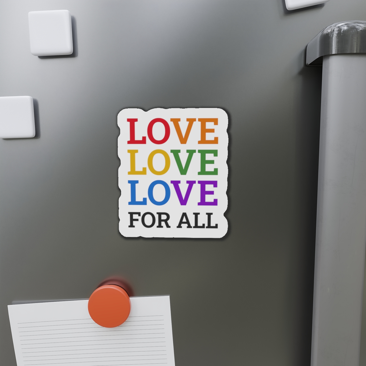 Love All Lgbtq Pride Month Positive Quote Rainbow Color Typographic Art White Background Die Cut Magnets - Image 14