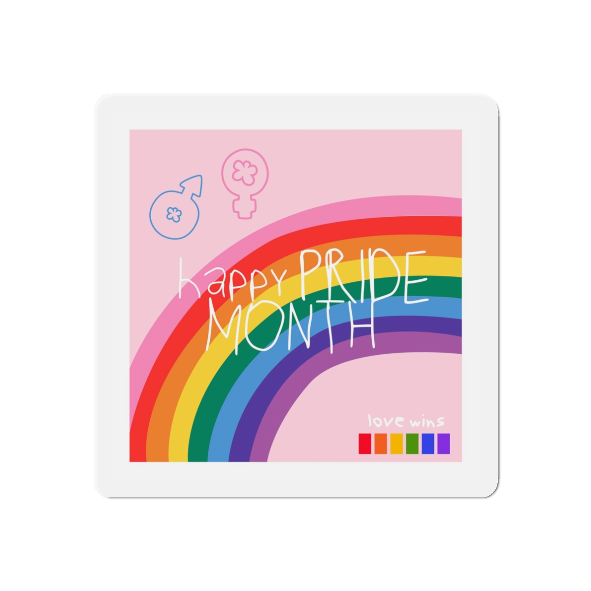 Cute Simple Banner Pride Month Symbols Pride Month With Lgbtq Flag Colours Die Cut Magnets - Image 4