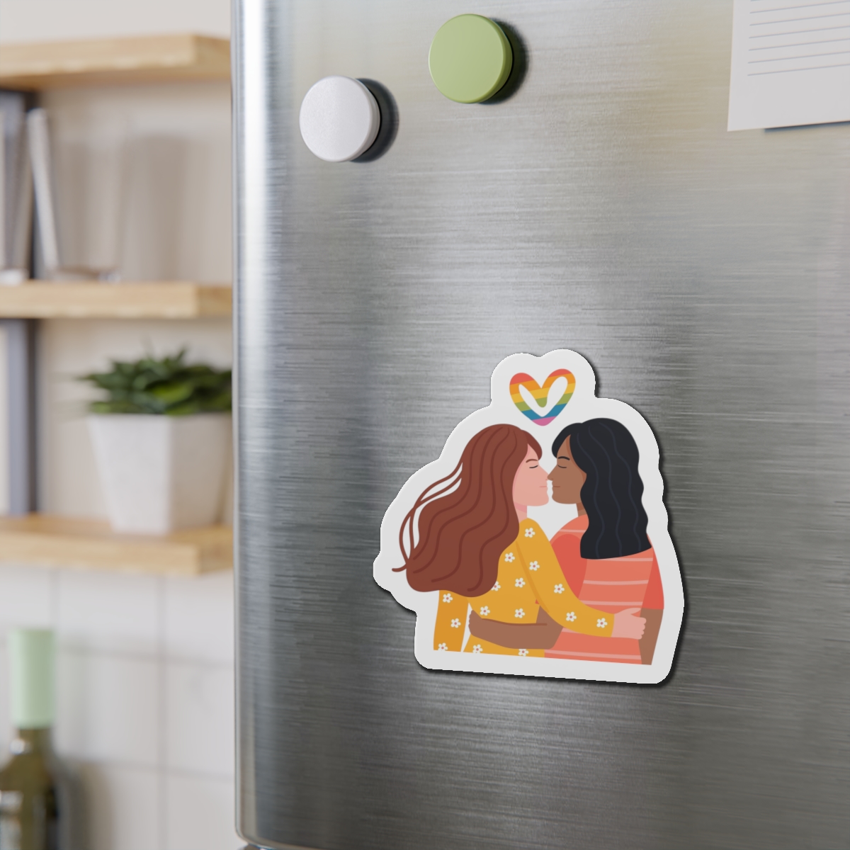 Hand Drawn Affectionate Lesbian Kiss (1) Die Cut Magnets - Image 12