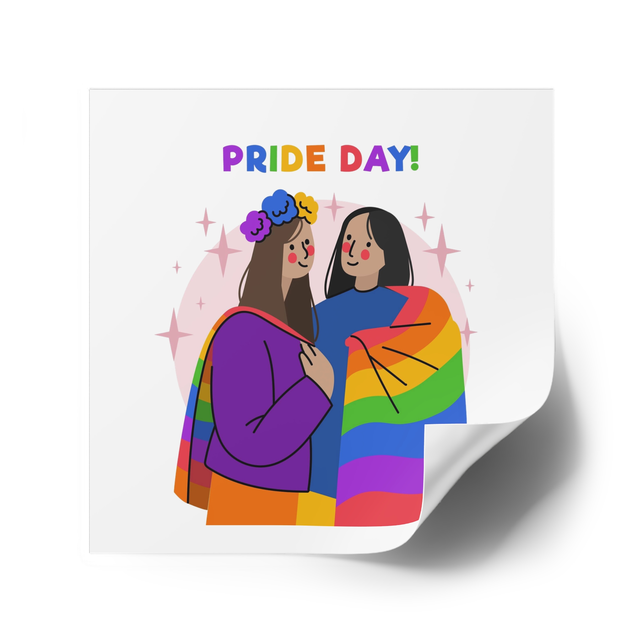 Hand Drawn Pride Day Illustration Laminate Stickers Square - Image 42