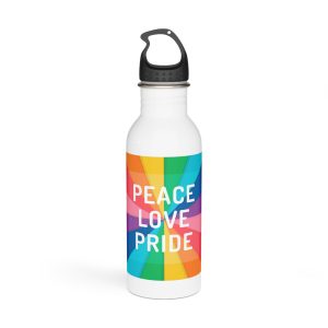 Rainbow Colored Background With Peace Love Pride Concept Pride Month Stainless Steel Water Bottle