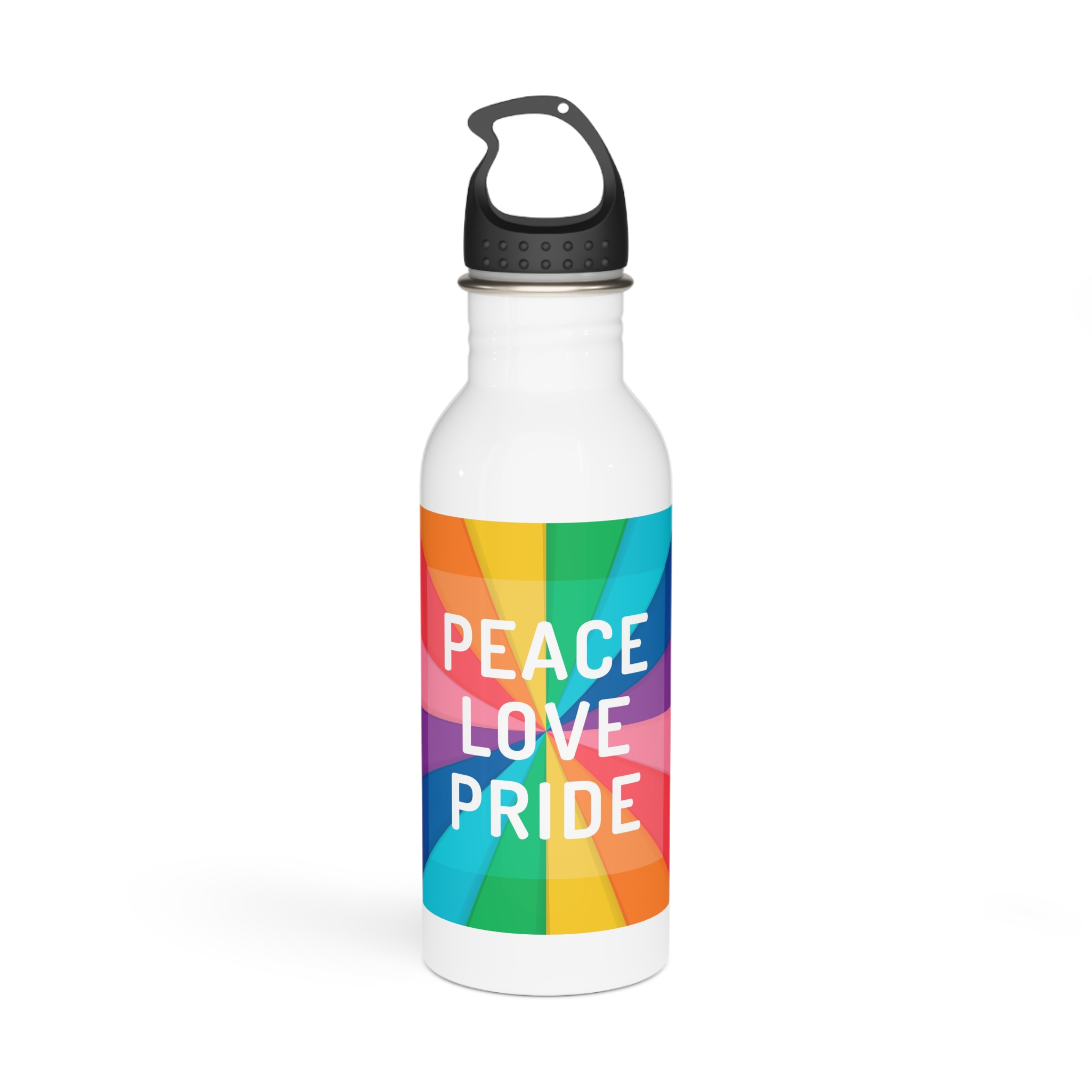 Rainbow Colored Background With Peace Love Pride Concept Pride Month Stainless Steel Water Bottle