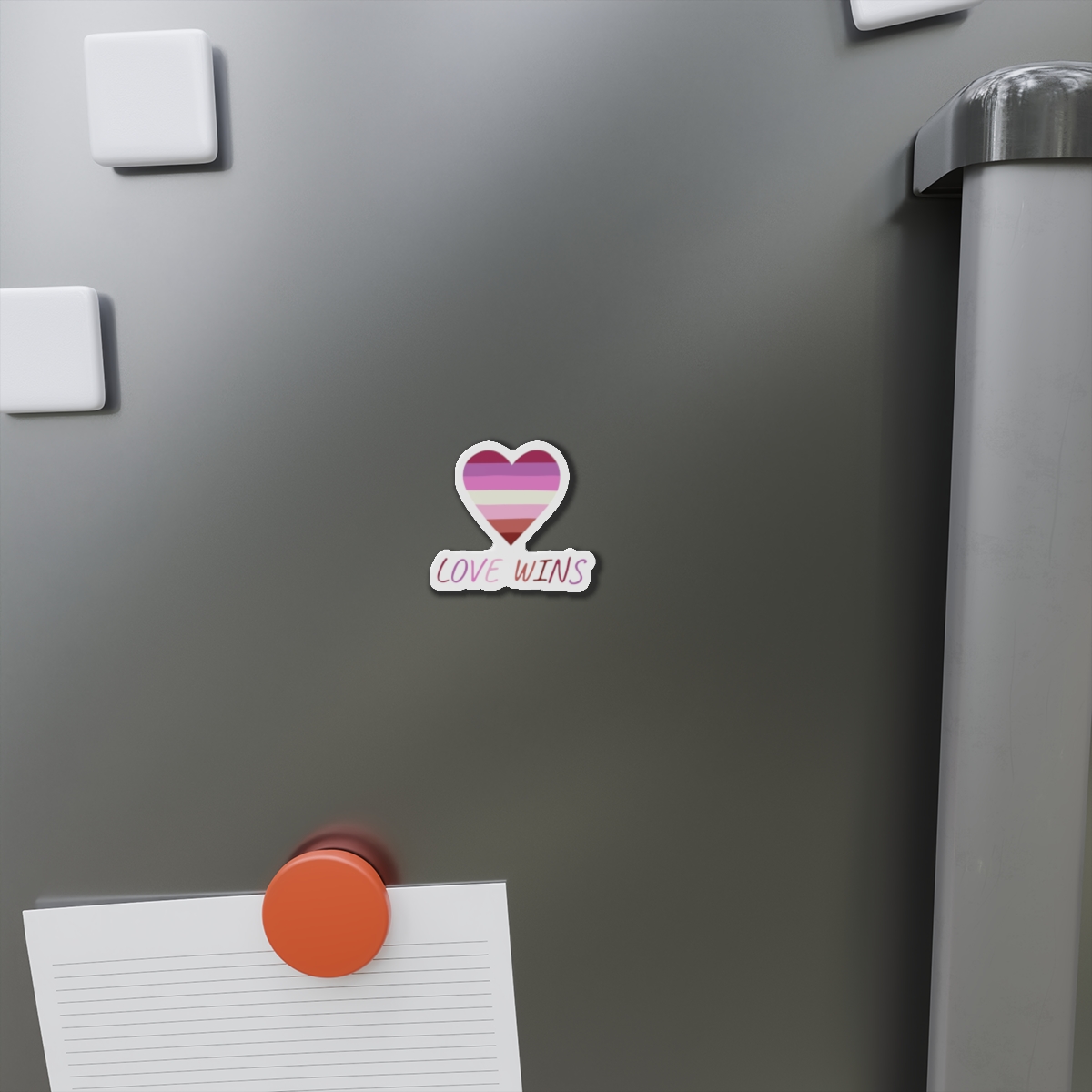 Colorful Heart Shape Lesbian Pride Flag Happy Pride Day Lgbtqia Community Pride Month Vector Hand Drawn Doodle Posters Stickers Logo Cards(2) Die Cut Magnets - Image 2