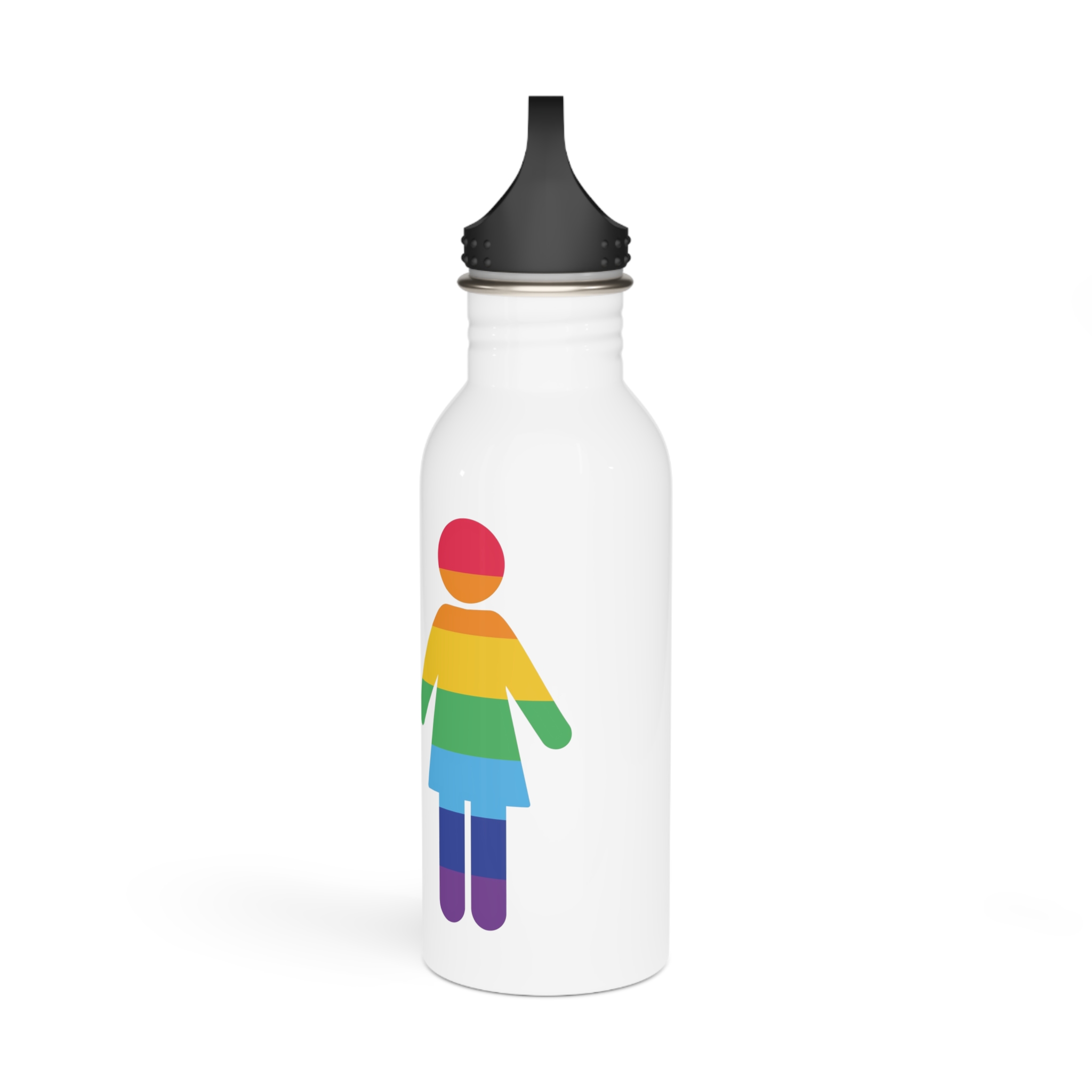 Lgbt Pride Two Lesbians Vector Icon Rainbow Colors Vector Illustration Stainless Steel Water Bottle - Image 4