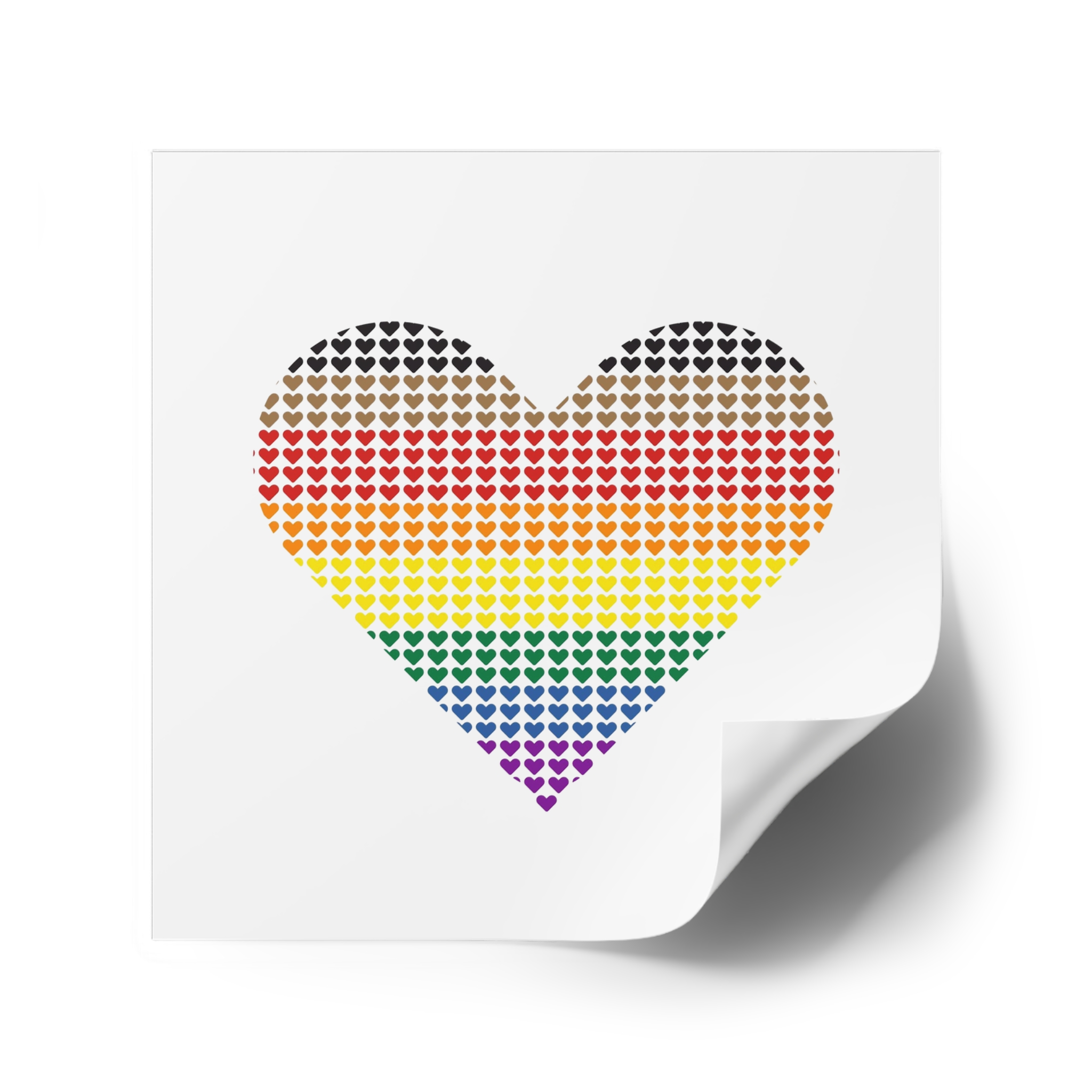 Pride Flag Heart Shape Icon With Heart Pattern Inside Heart Symbol With Black Brown Stripes Laminate Stickers Square - Image 46