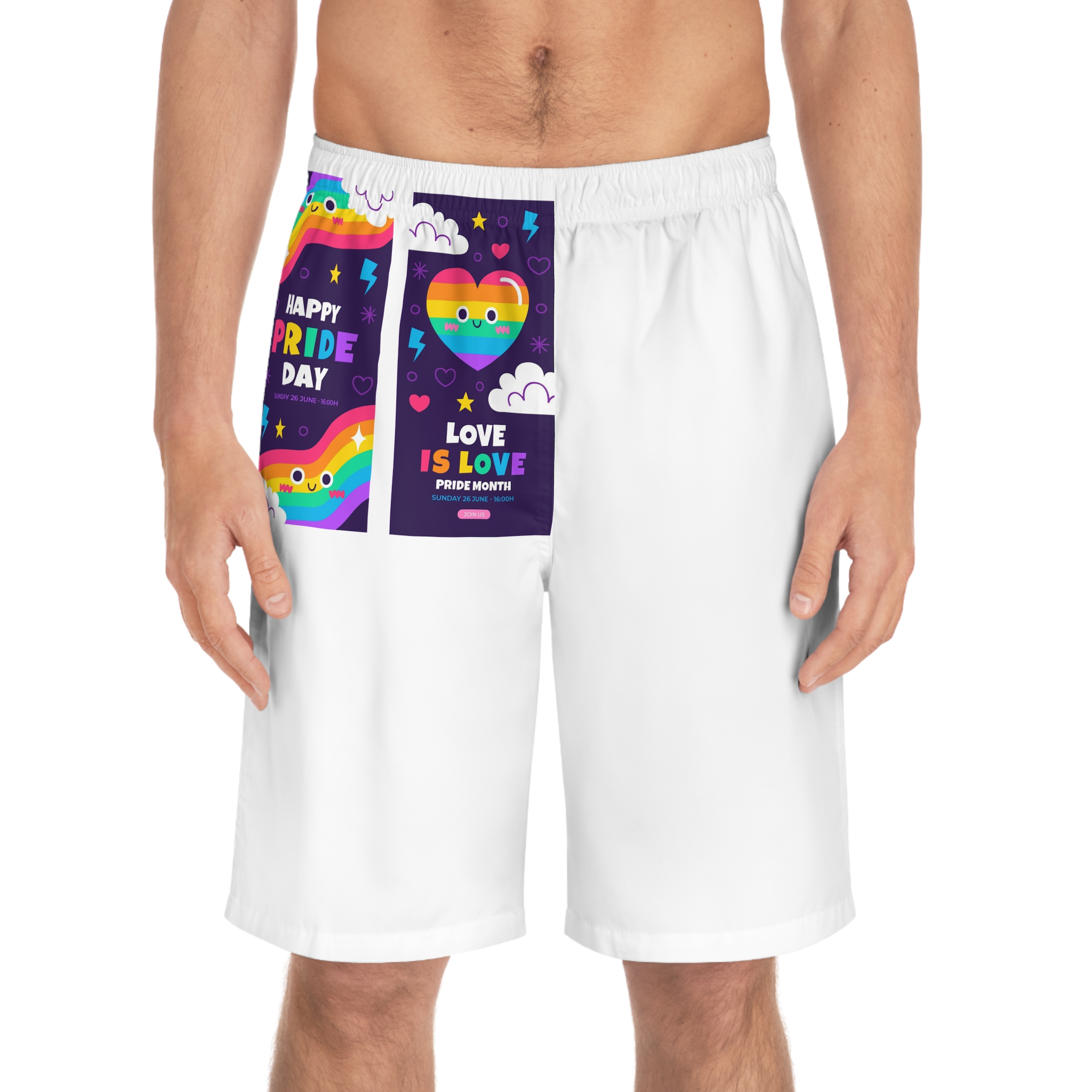 Flat Pride Month Vertical Banners Collection Mens Board Shorts Aop - Image 3