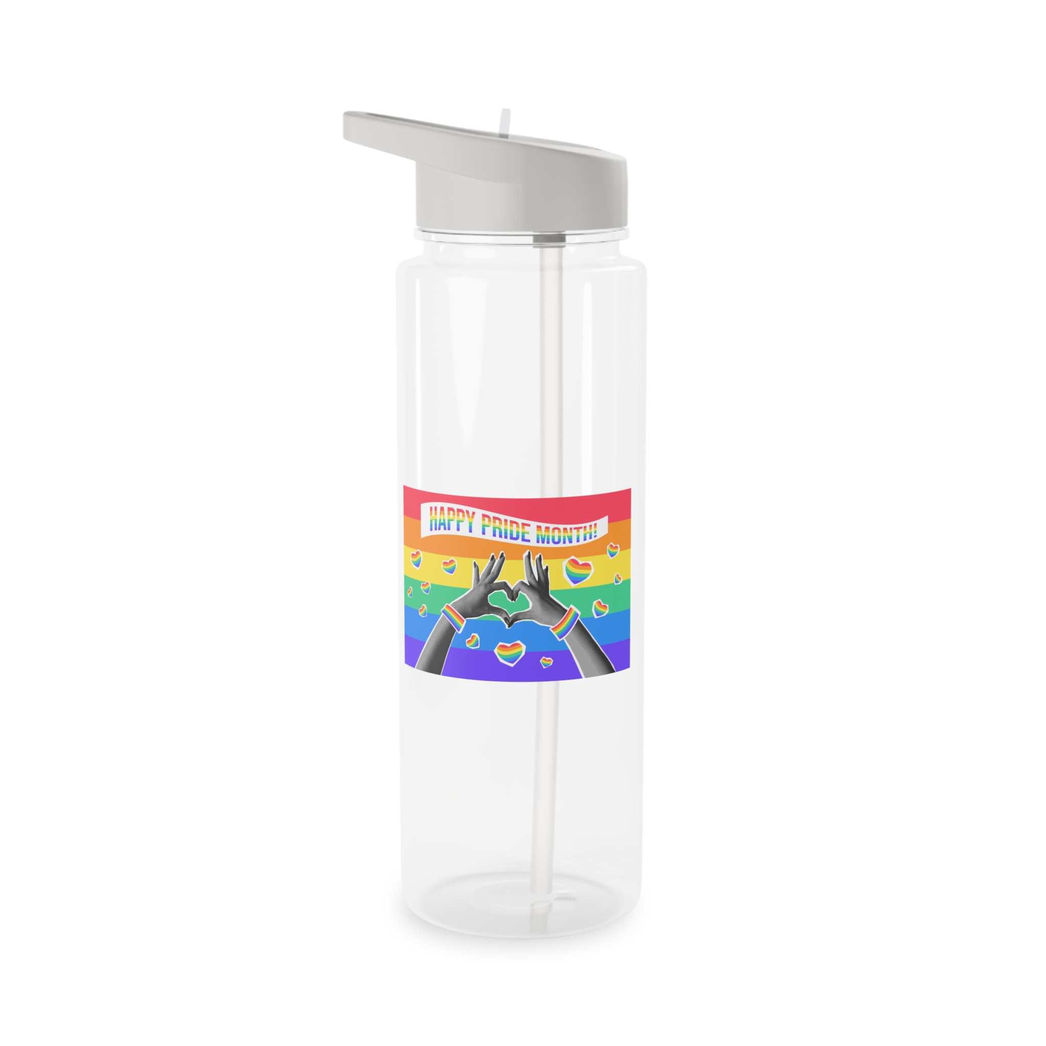 Lgbtq Pride Month Card Y2k Style Trendy Retro Collage Halftone Hands Tritan Water Bottle - Image 5