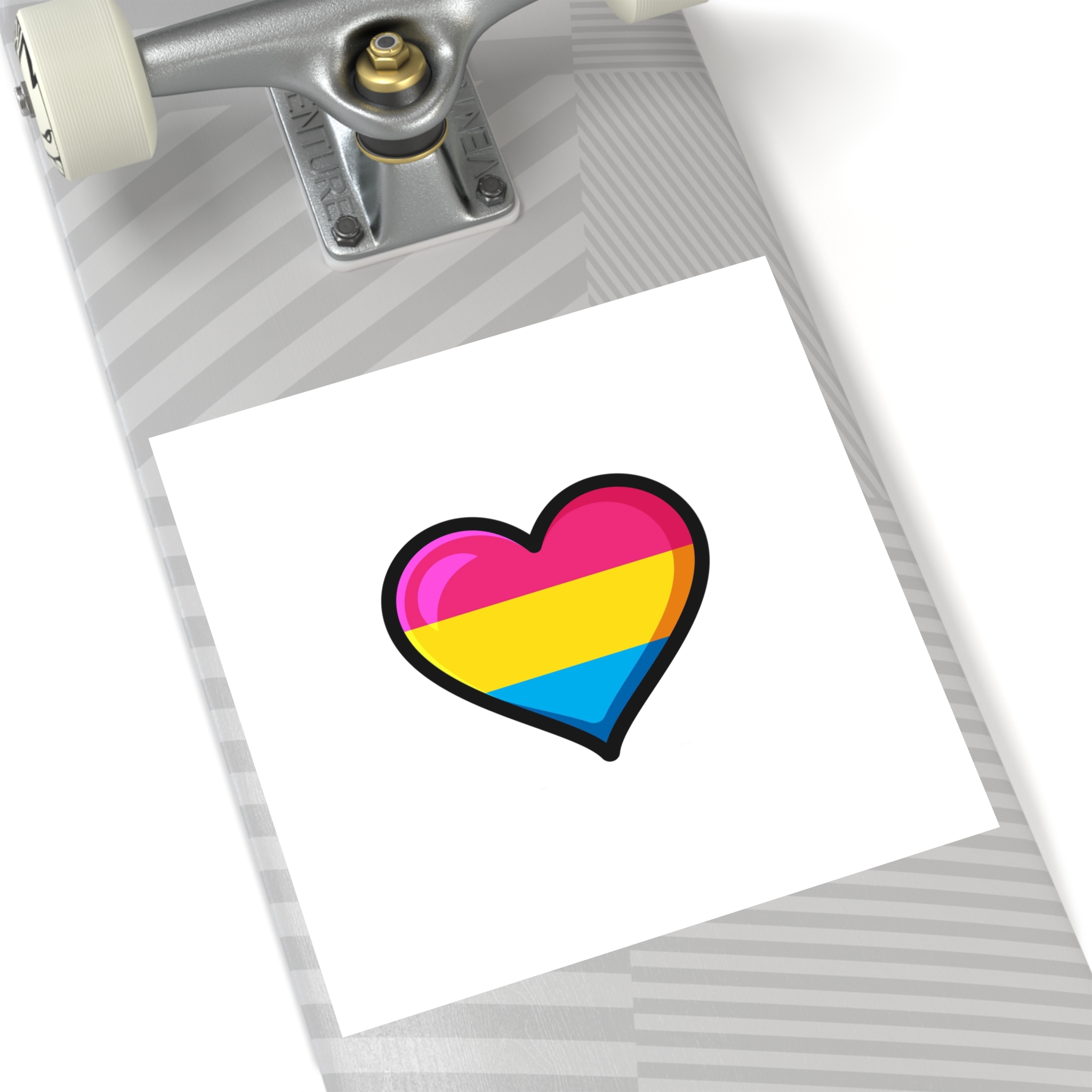 Pansexual Pride Flag Heart Shape Vector Illustration Laminate Stickers Square - Image 80