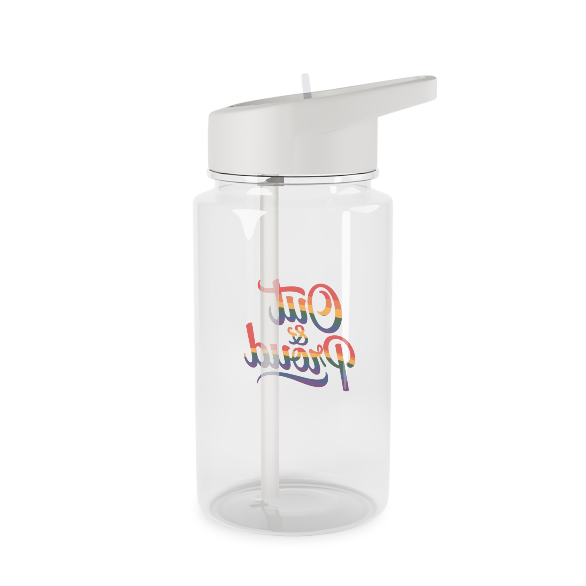 Out Proud T Shirt Design Isolated White Background Tritan Water Bottle - Image 2