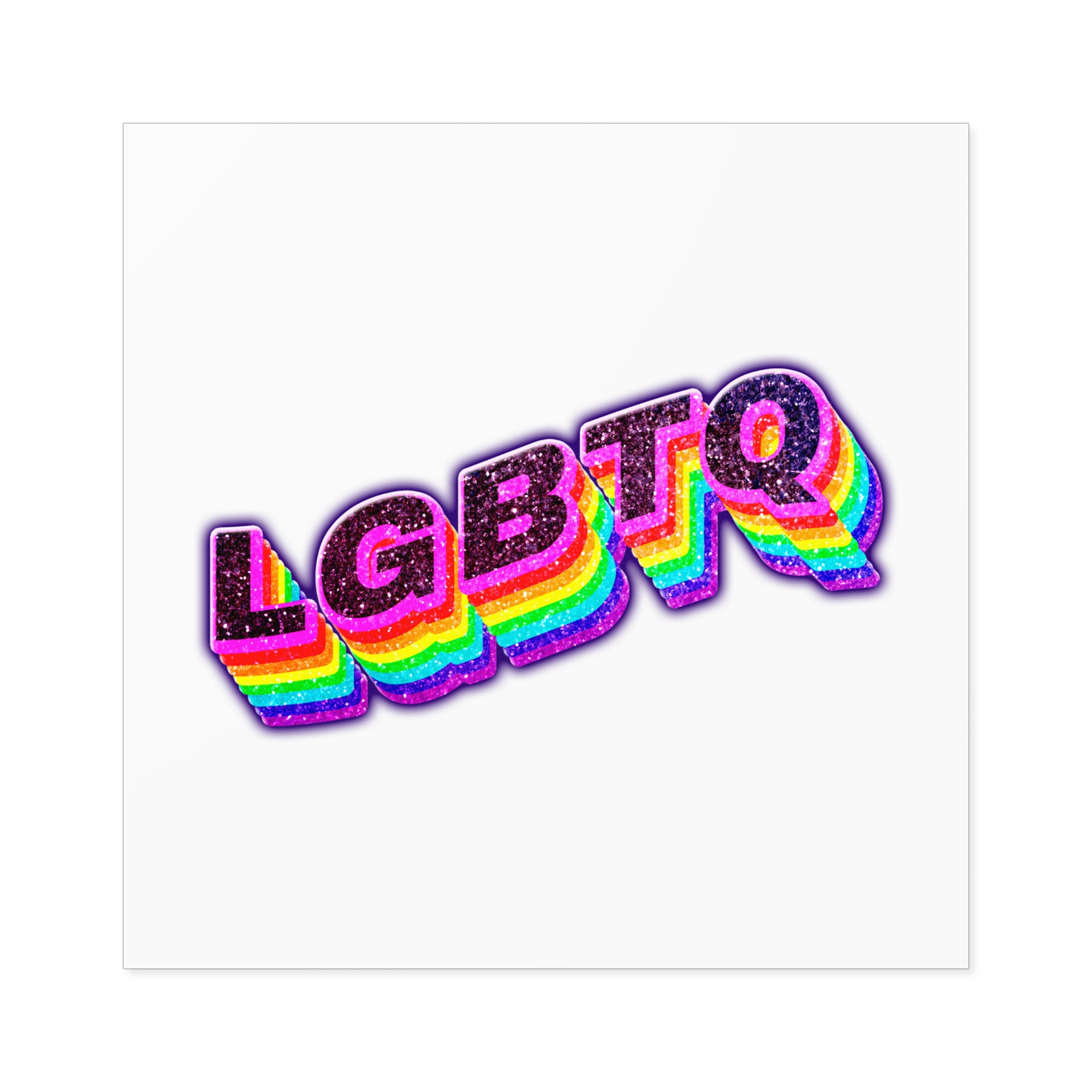 Lgbtq Rainbow 3d Png Typography Laminate Stickers Square - Image 33