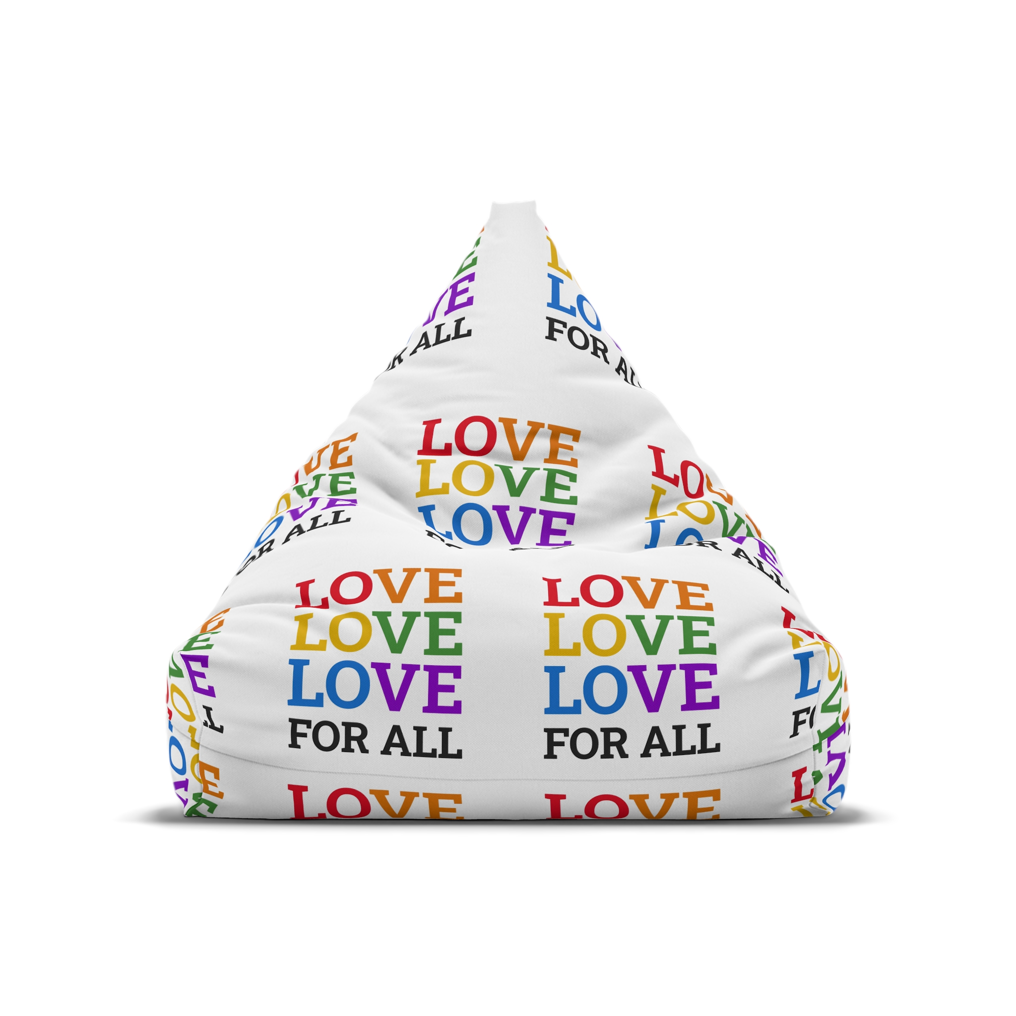 Love All Lgbtq Pride Month Positive Quote Rainbow Color Typographic Art White Background Bean Bag Chair Cover - Image 5
