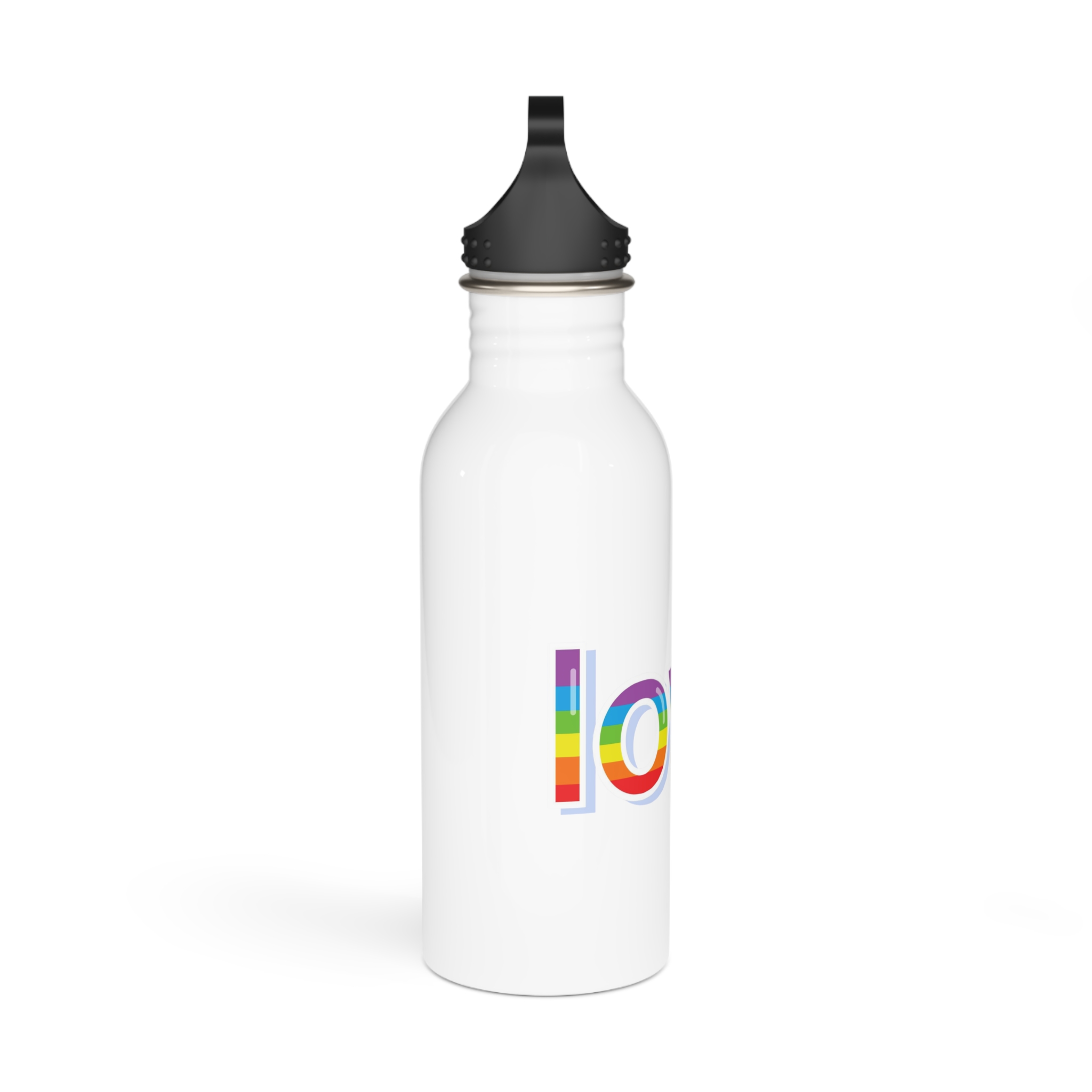 Word Love Rainbow Beautiful Letters Sticker Word Love Light Background Stainless Steel Water Bottle - Image 2
