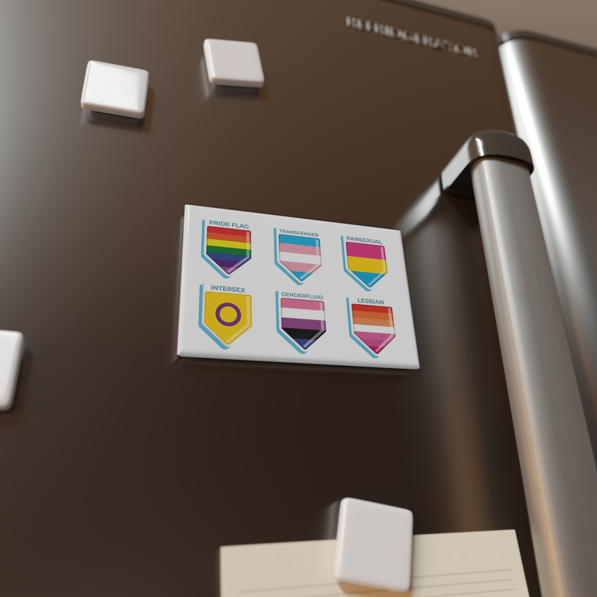 Flat Pride Month Lgbt Flags Collection Button Magnet Rectangle 1 And 10 Pcs - Image 4