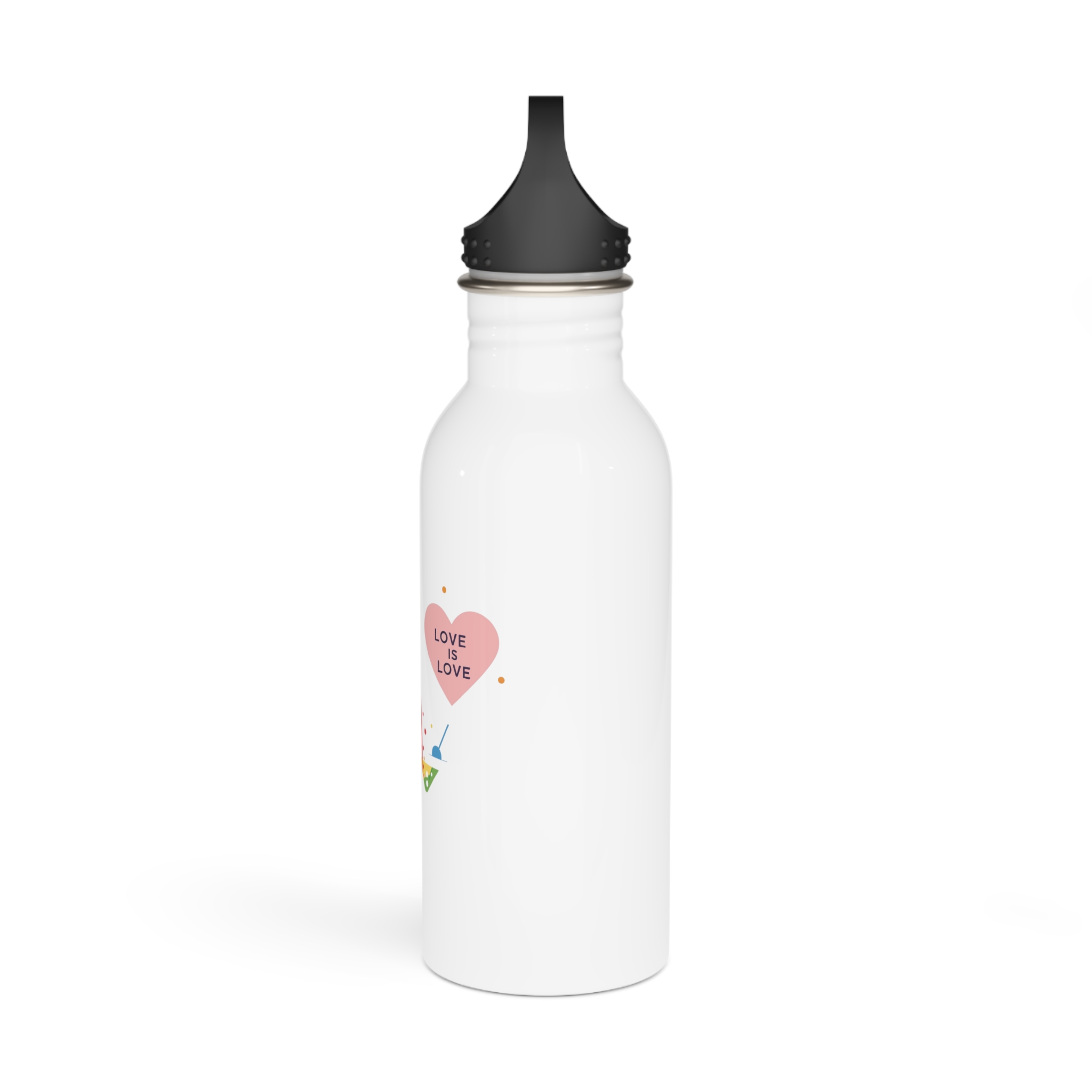 Rainbow Cocktail Shaker Pouring Drink With Heart Love Is Love Illustration Vector Stainless Steel Water Bottle - Image 4