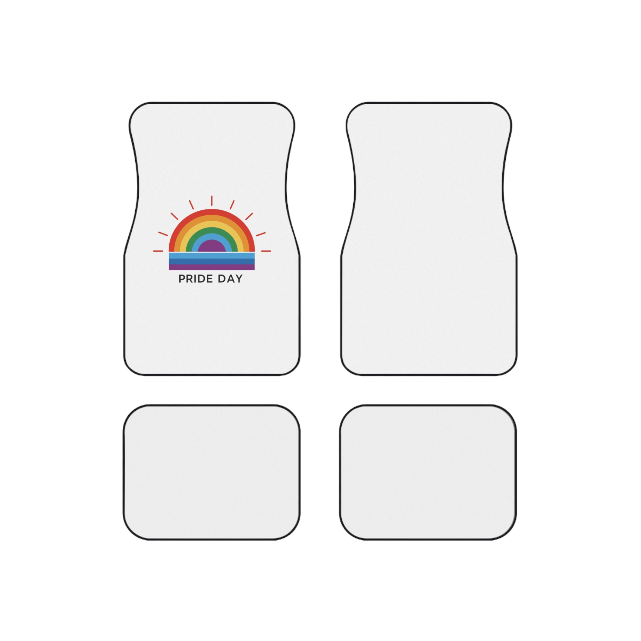 Rainbow Pride Day Celebration Illustration With Colorful Sunburst Design Lgbtq Support Awareness Car Mats Set Of 4